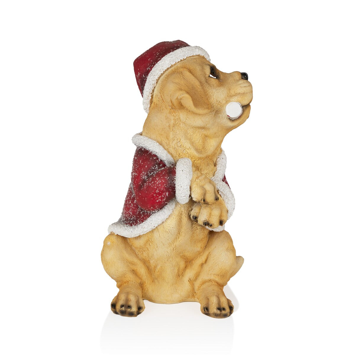 Christmas Santa Golden Labrador Puppy Statuary - 11 H