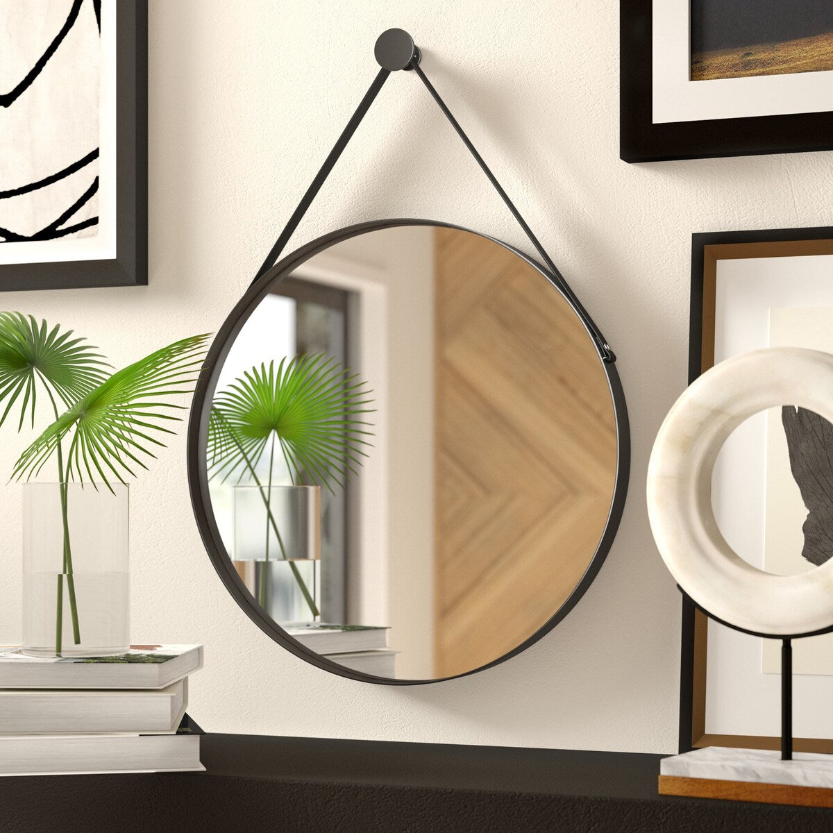 Allan Andrews Huntley Brushed Black Wall Mirror - 30 x 30 x 1.1/4