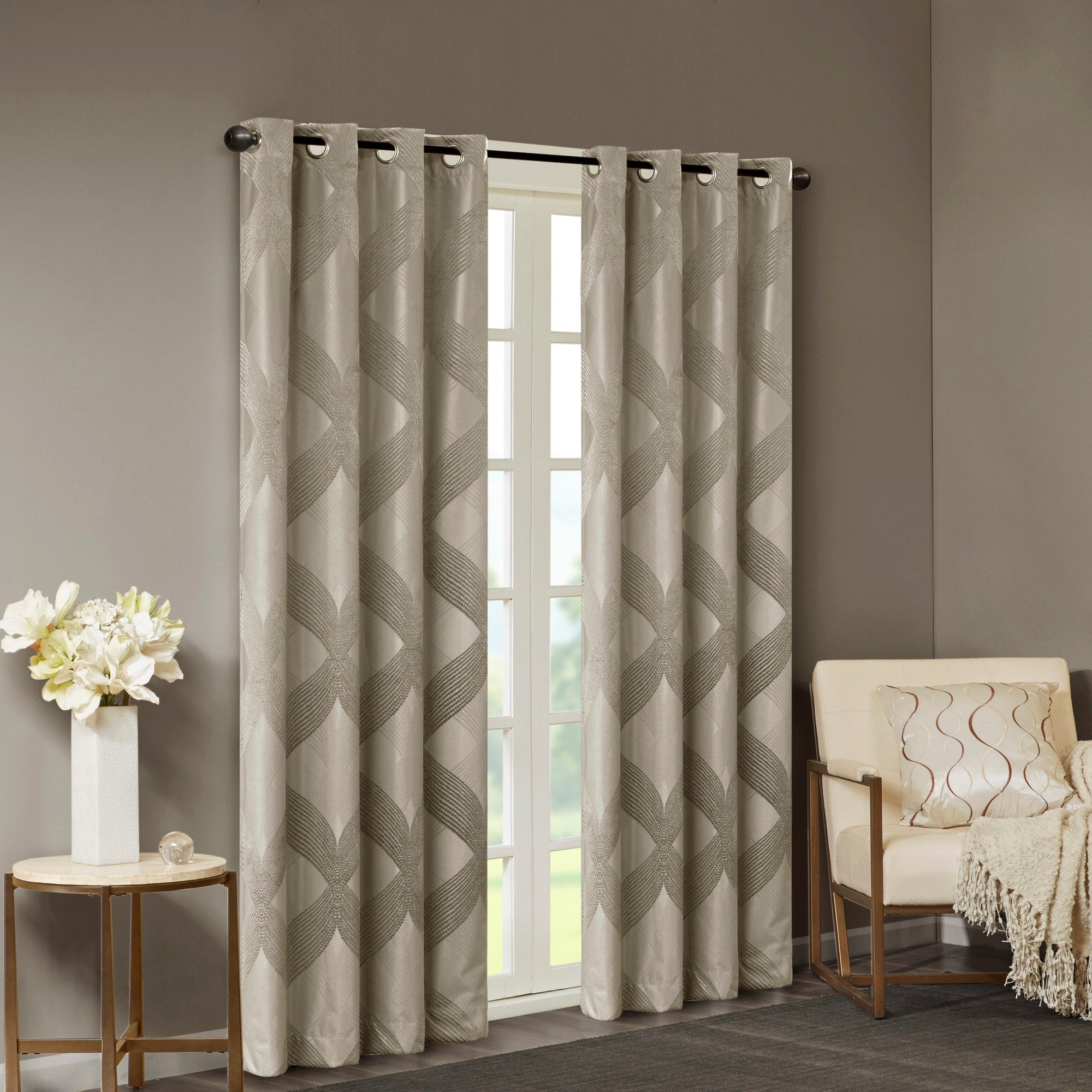 SunSmart Abel Ogee Knitted Jacquard Total Blackout Curtain Panel