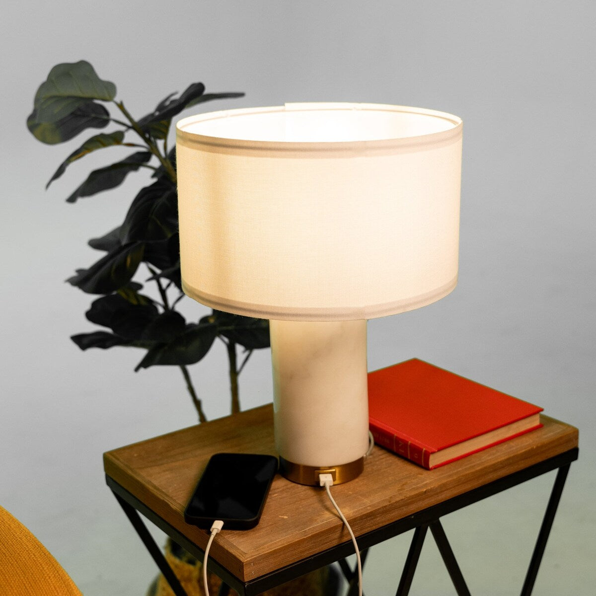 Ozarke Nova USB Table Lamp Mid Century Bedside Desk Lamp with USB Charging Port - Warm 3000K