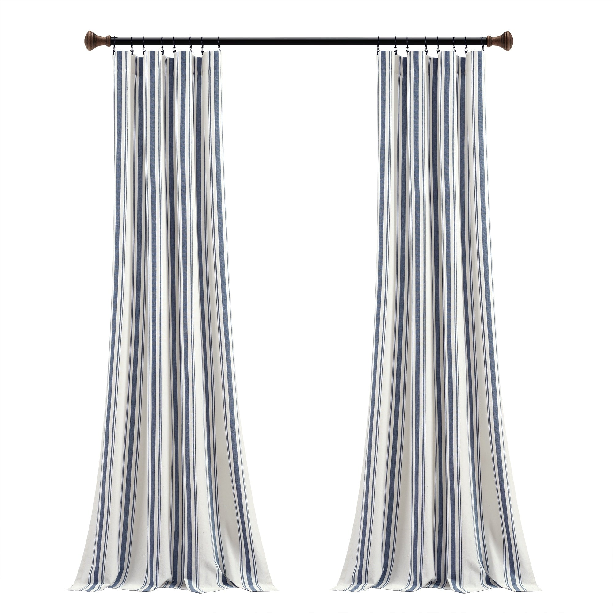 Lush Decor Farmhouse Stripe Yarn Dyed Cotton Window Curtain Panel Pair