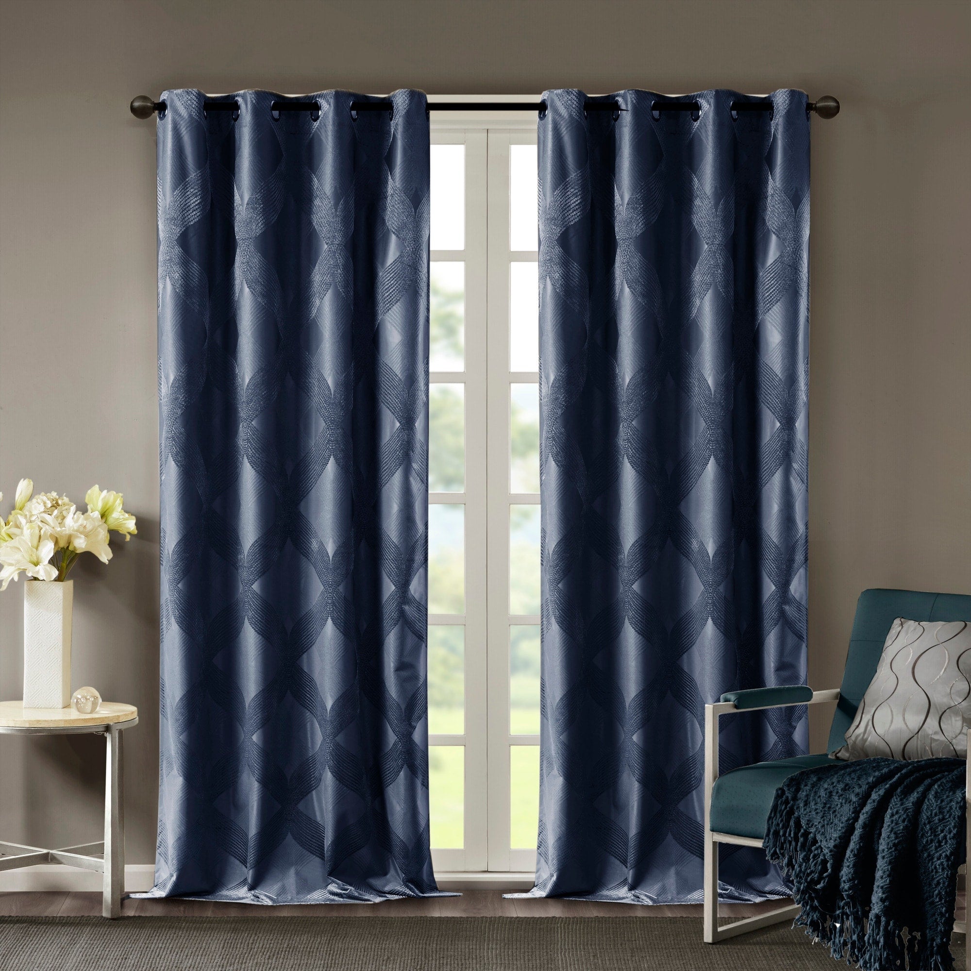 SunSmart Abel Ogee Knitted Jacquard Total Blackout Curtain Panel