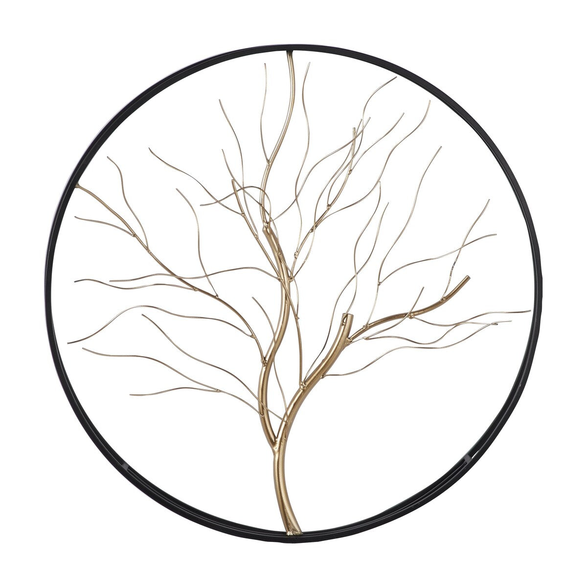 Metal Tree Branch Home Wall Decor with Black Frame - Gold - Roche River Decor