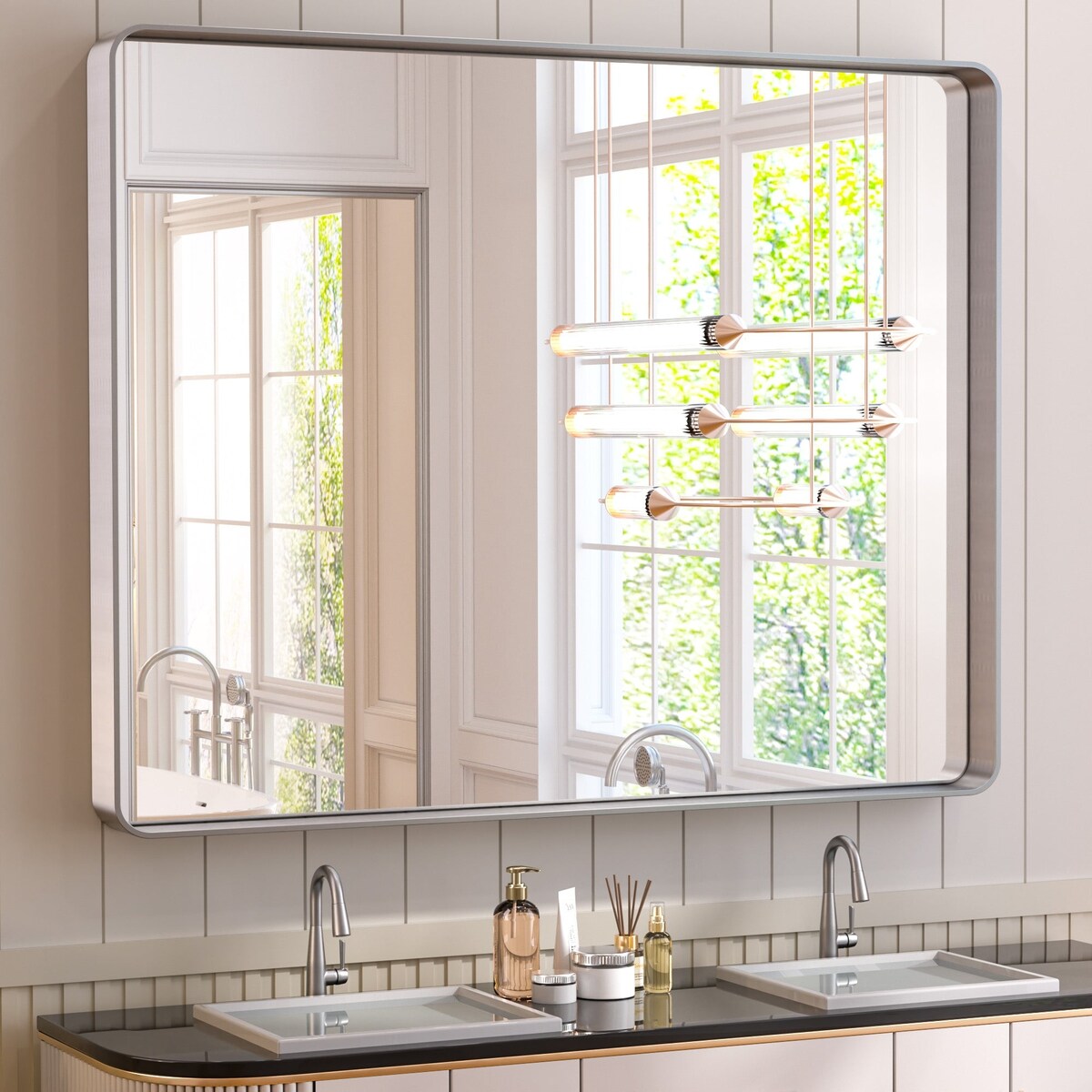 TETOTE Modern Metal Frame Wall Mounted Bathroom Vanity Mirror