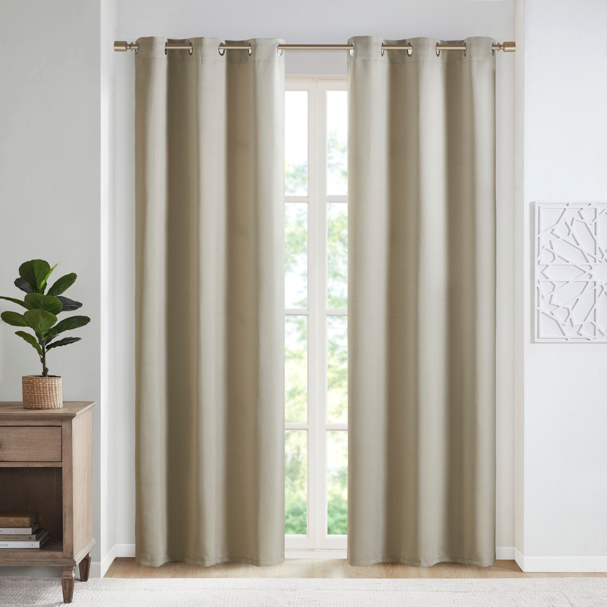 SunSmart Brent Solid Blackout Triple Weave Grommet Top Curtain Panel Pair