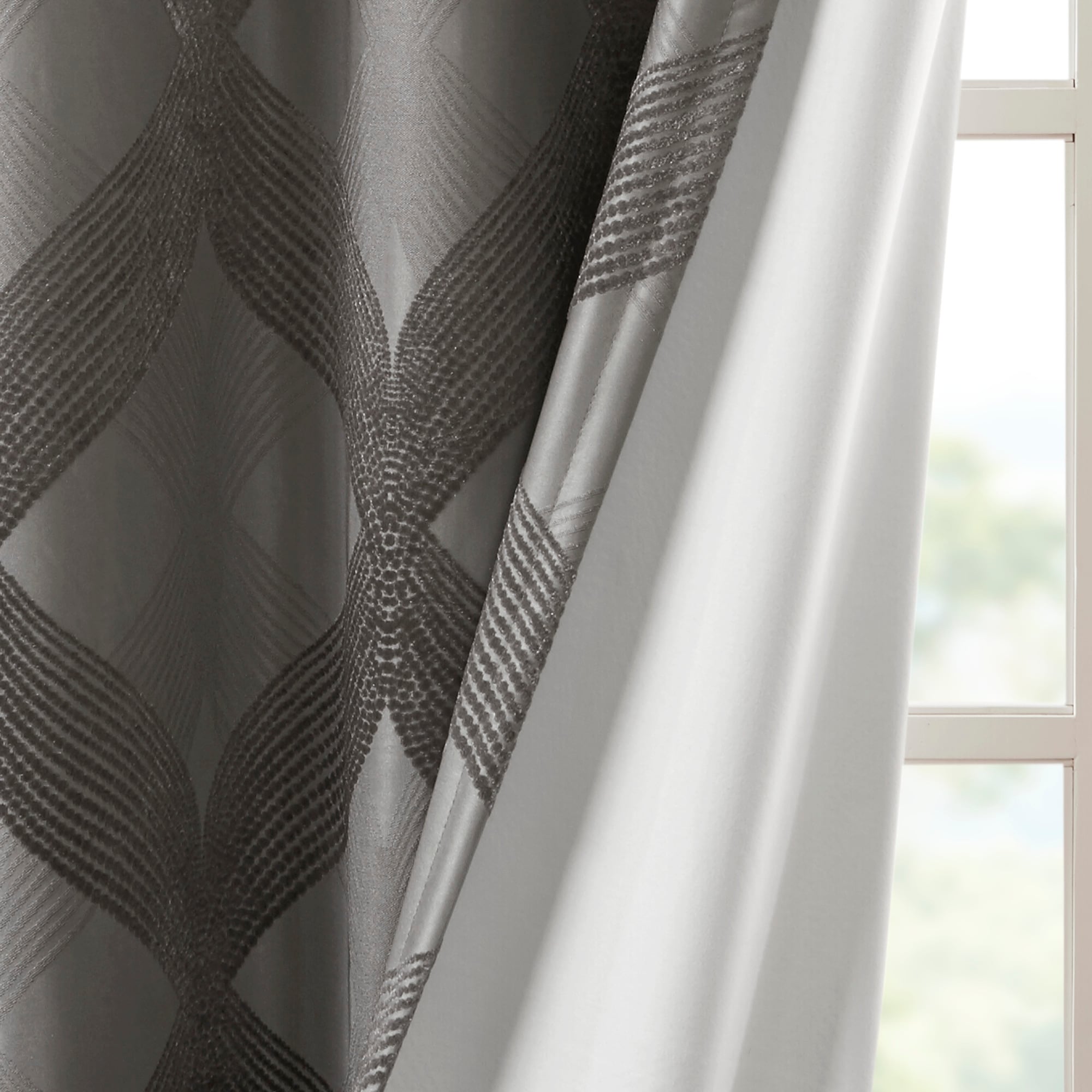 SunSmart Abel Ogee Knitted Jacquard Total Blackout Curtain Panel