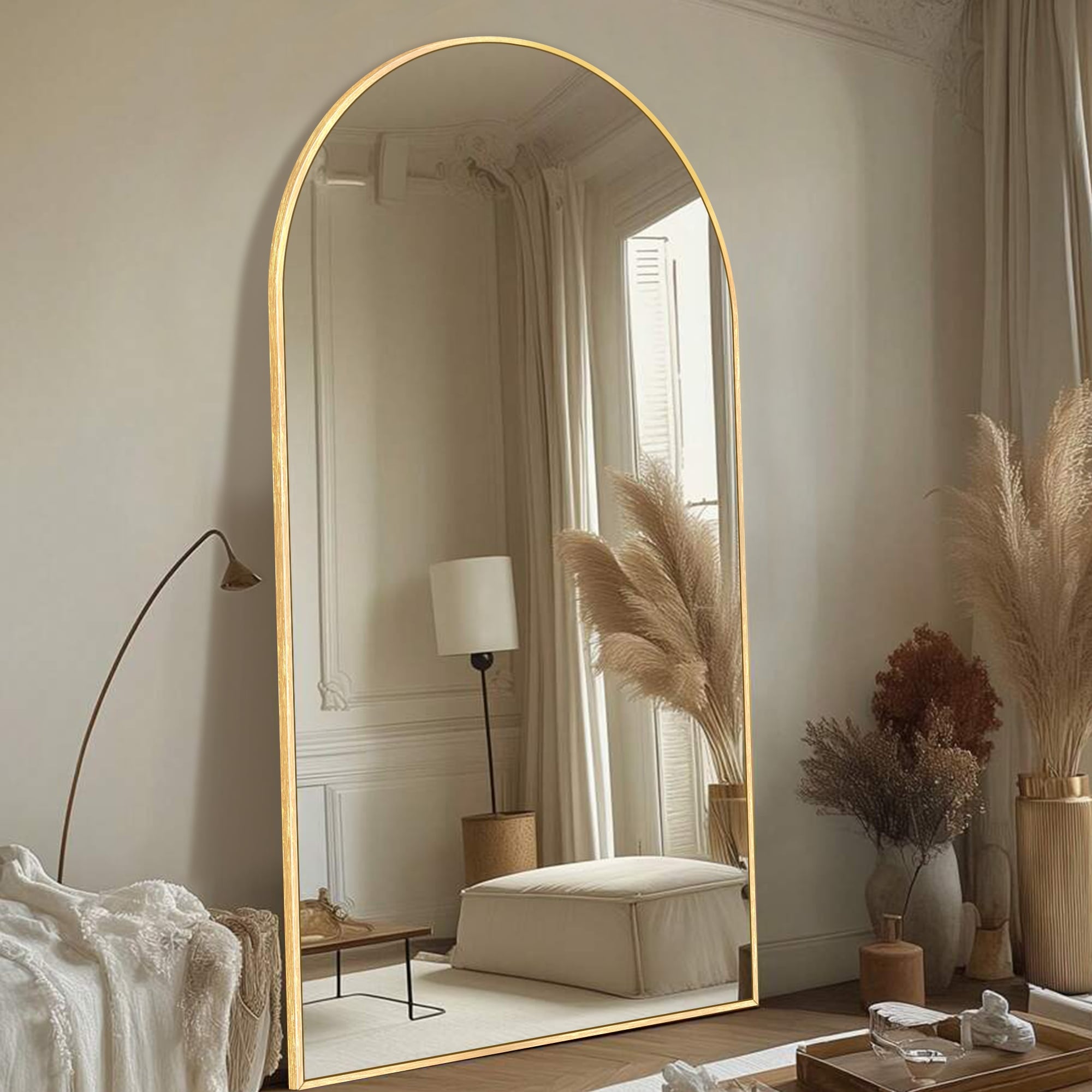 Modern Arched Full Length Aluminum Alloy Floor Mirror Standing Mirror