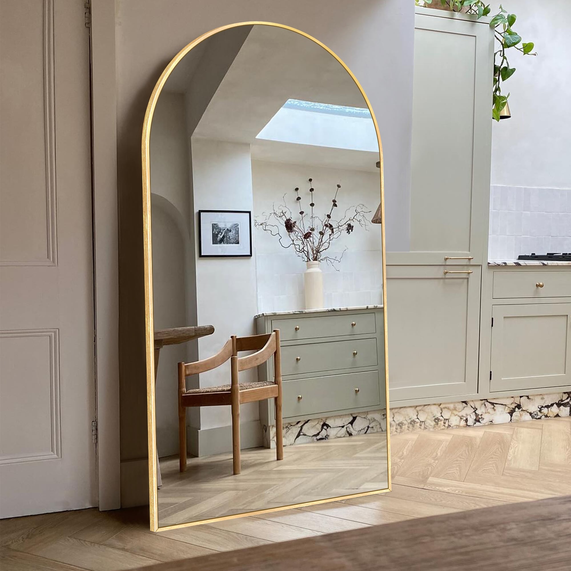 Modern Arched Full Length Aluminum Alloy Floor Mirror Standing Mirror