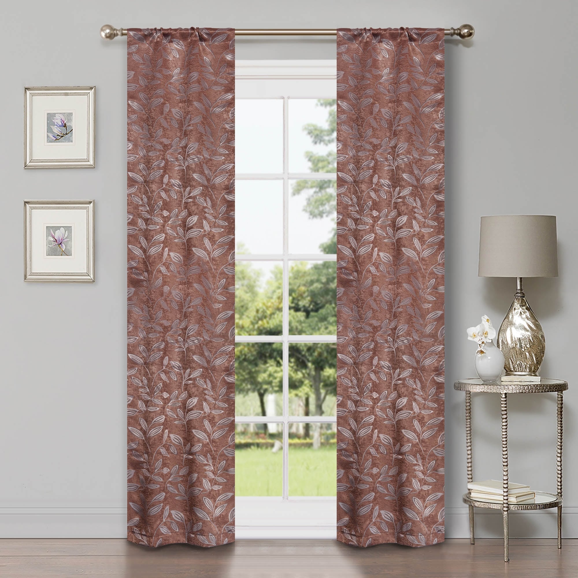 Superior Modern Bohemian Leaves Room Darkening Blackout Curtains, Rod Pocket or Grommets, Set of 2