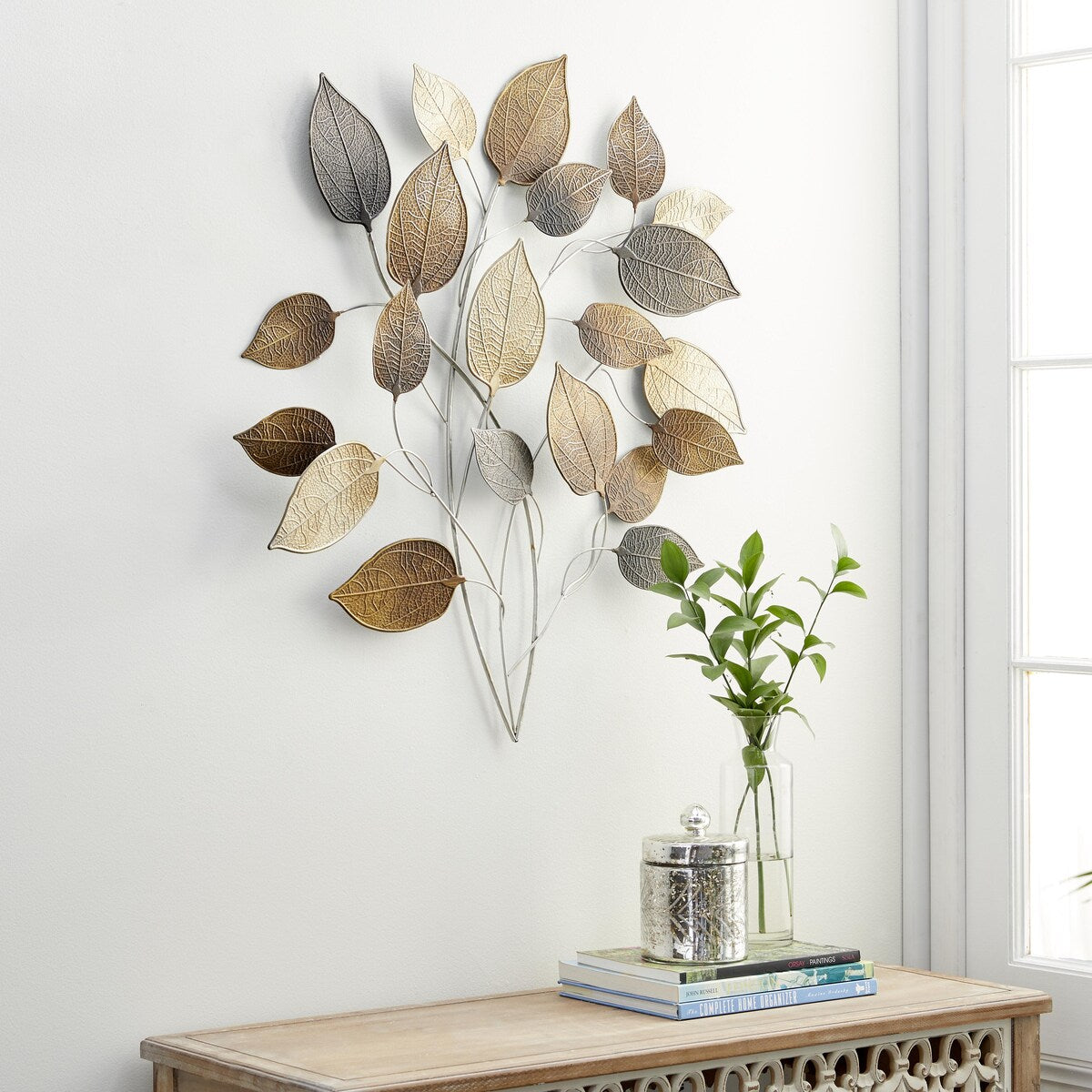 Metal Leaf Textured Home Wall Decor with Multiple Shades - Bronze - Roche River Decor