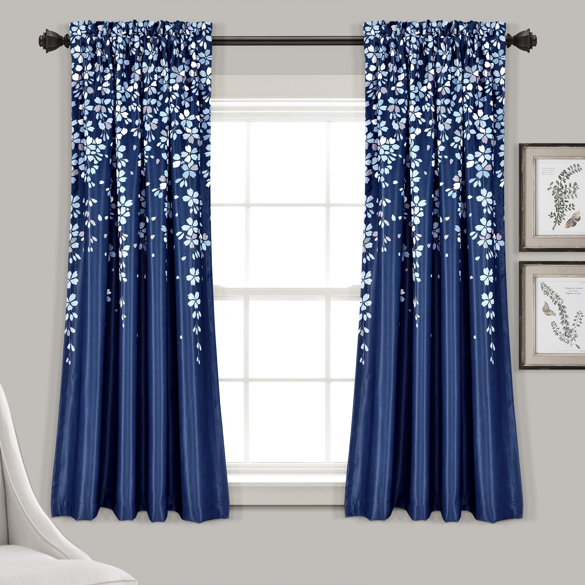 Lush Decor Weeping Flowers Room Darkening Curtain Panel Pair