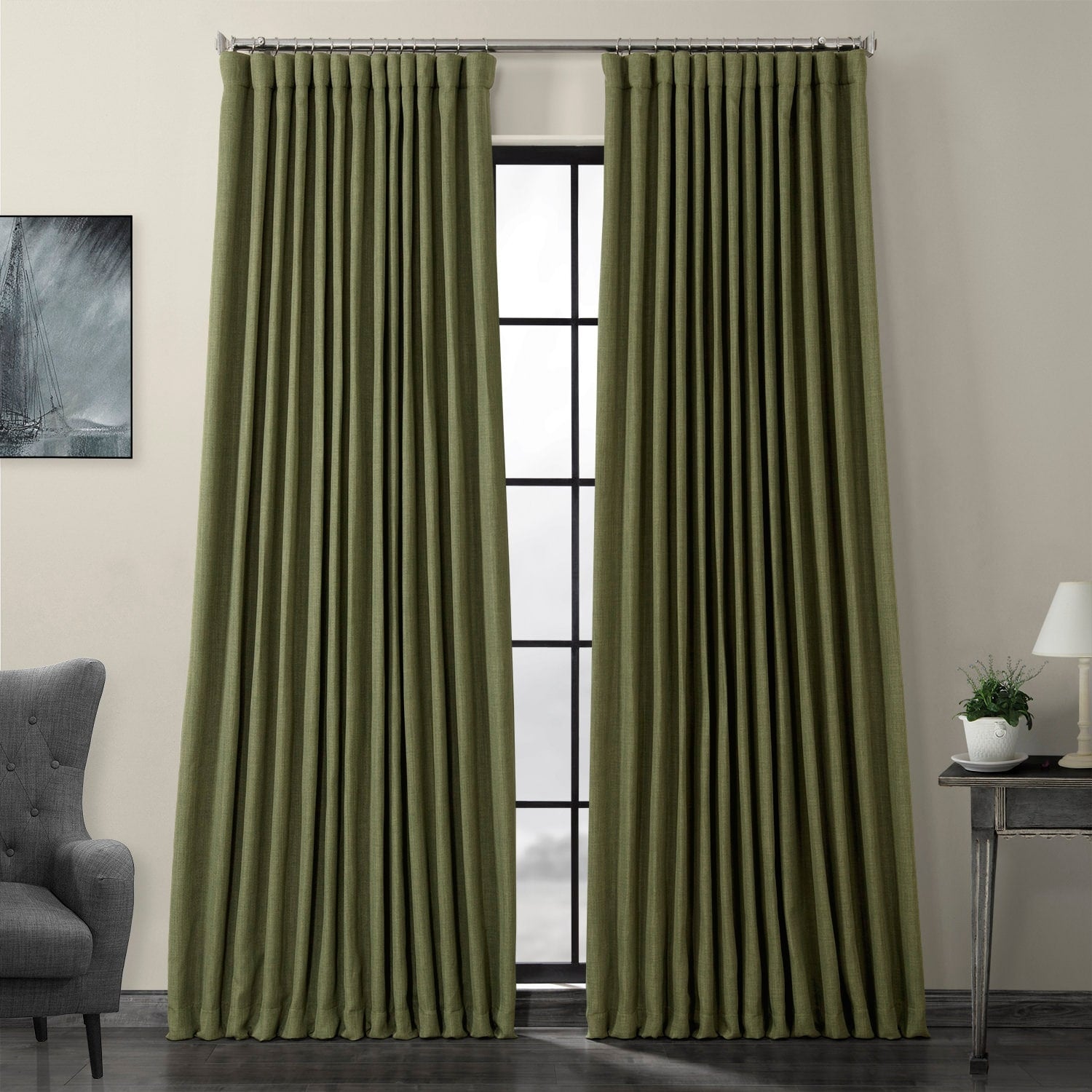 Exclusive Fabrics Faux Linen Extra Wide Room Darkening Curtains (1 Panel)