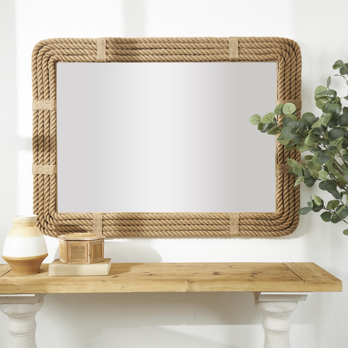 Handmade Rope Room Wall Mirror - Brown - Roche River Decor