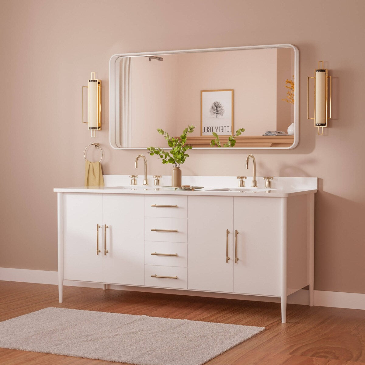 TETOTE Modern Metal Frame Wall Mounted Bathroom Vanity Mirror