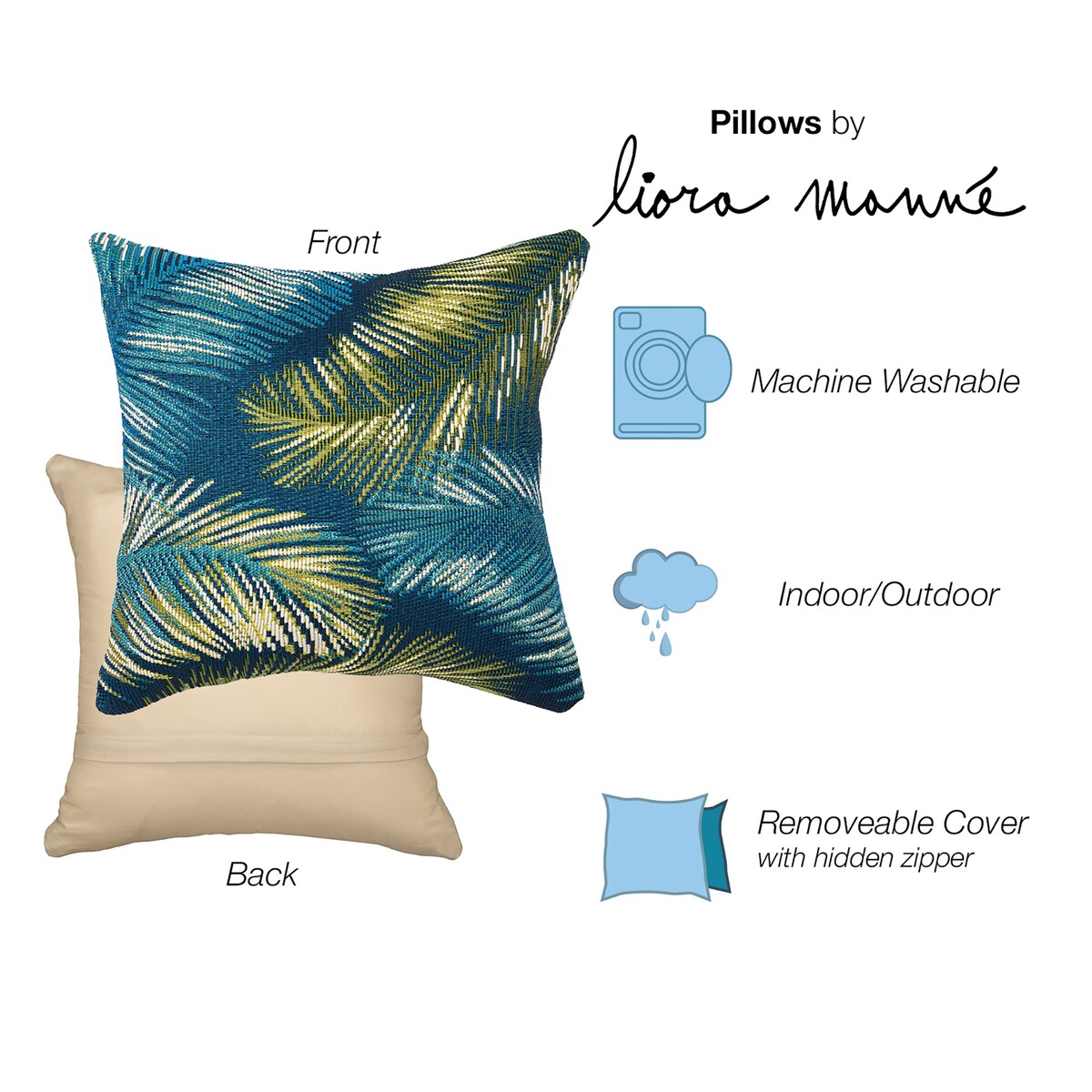 Liora Manne Marina Palm Border Indoor/Outdoor Pillow