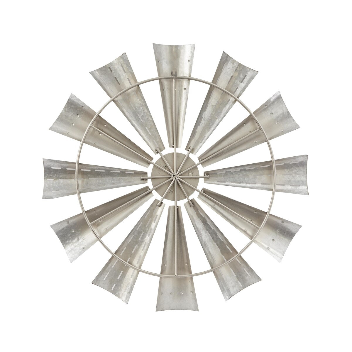 Metal Windmill Home Wall Decor with Galvanized Metal Accents - White - Roche River Decor