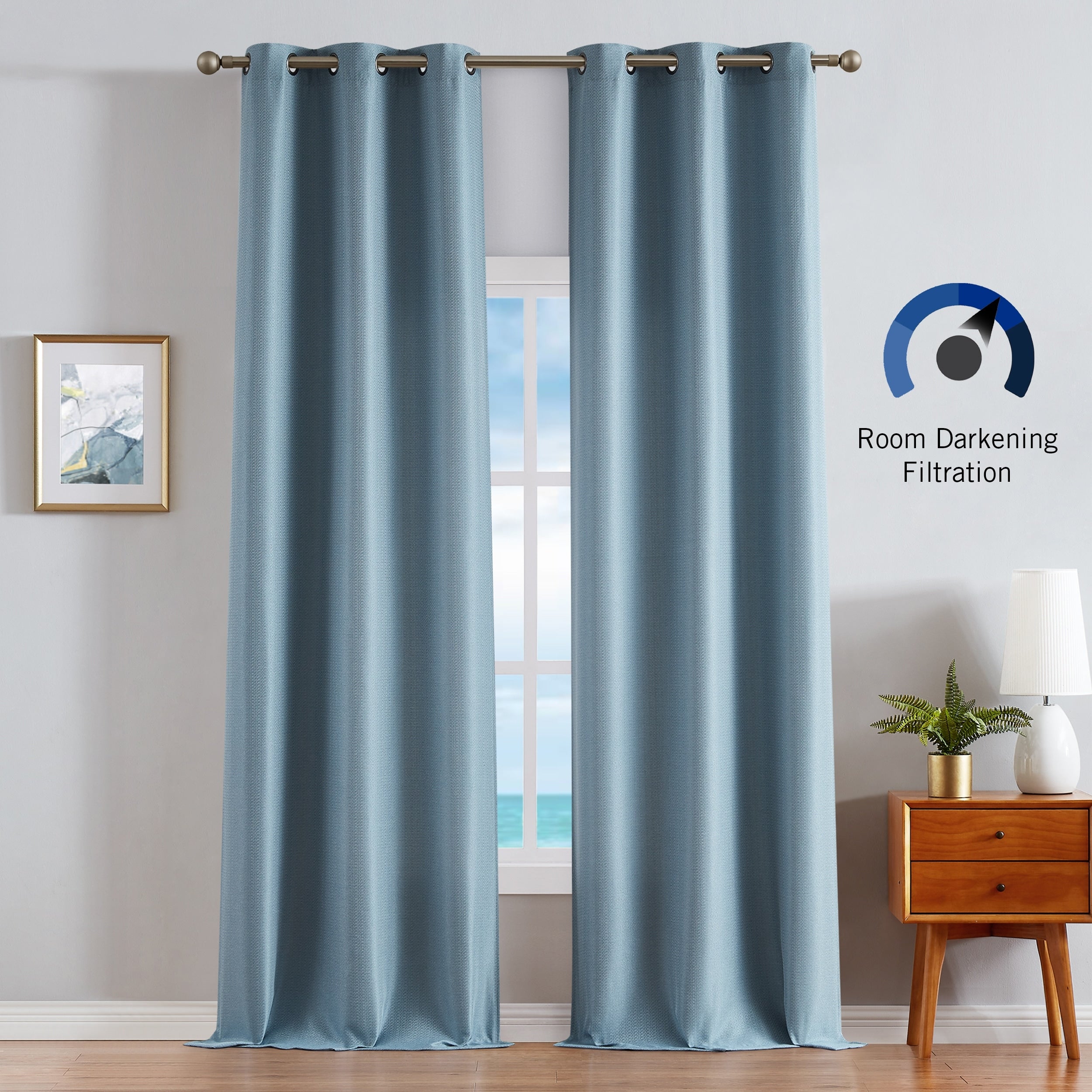 Nautica Milton Thermal Woven Room Darkening Grommet Window Curtain Panel Pair