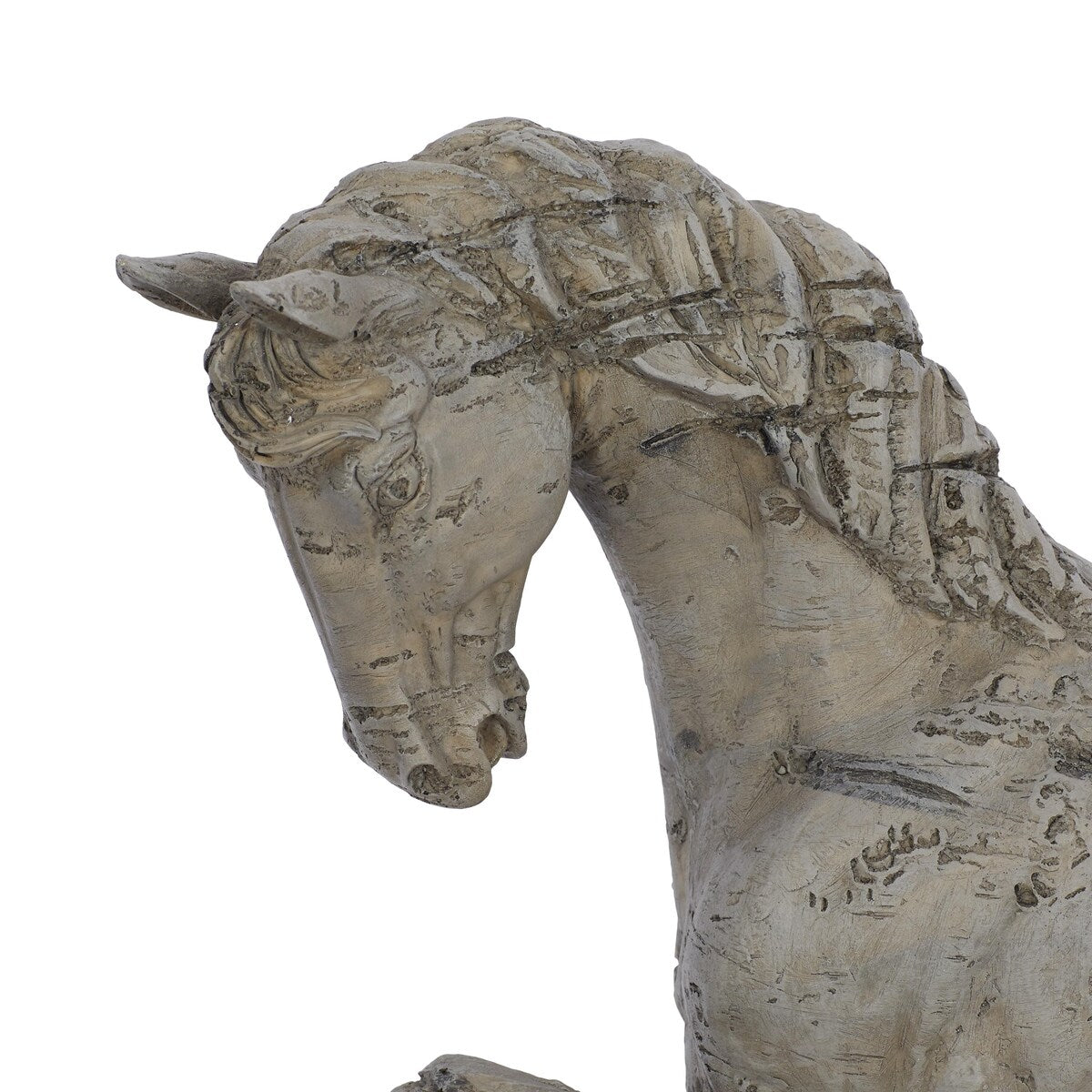 Polystone Horse Prancing Decorative Sculpture - Beige - Roche River Decor