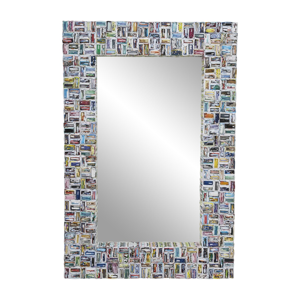 Paper Handmade Recycled Magazine Frame Room Wall Mirror - Multi Colored - Roche River Decor