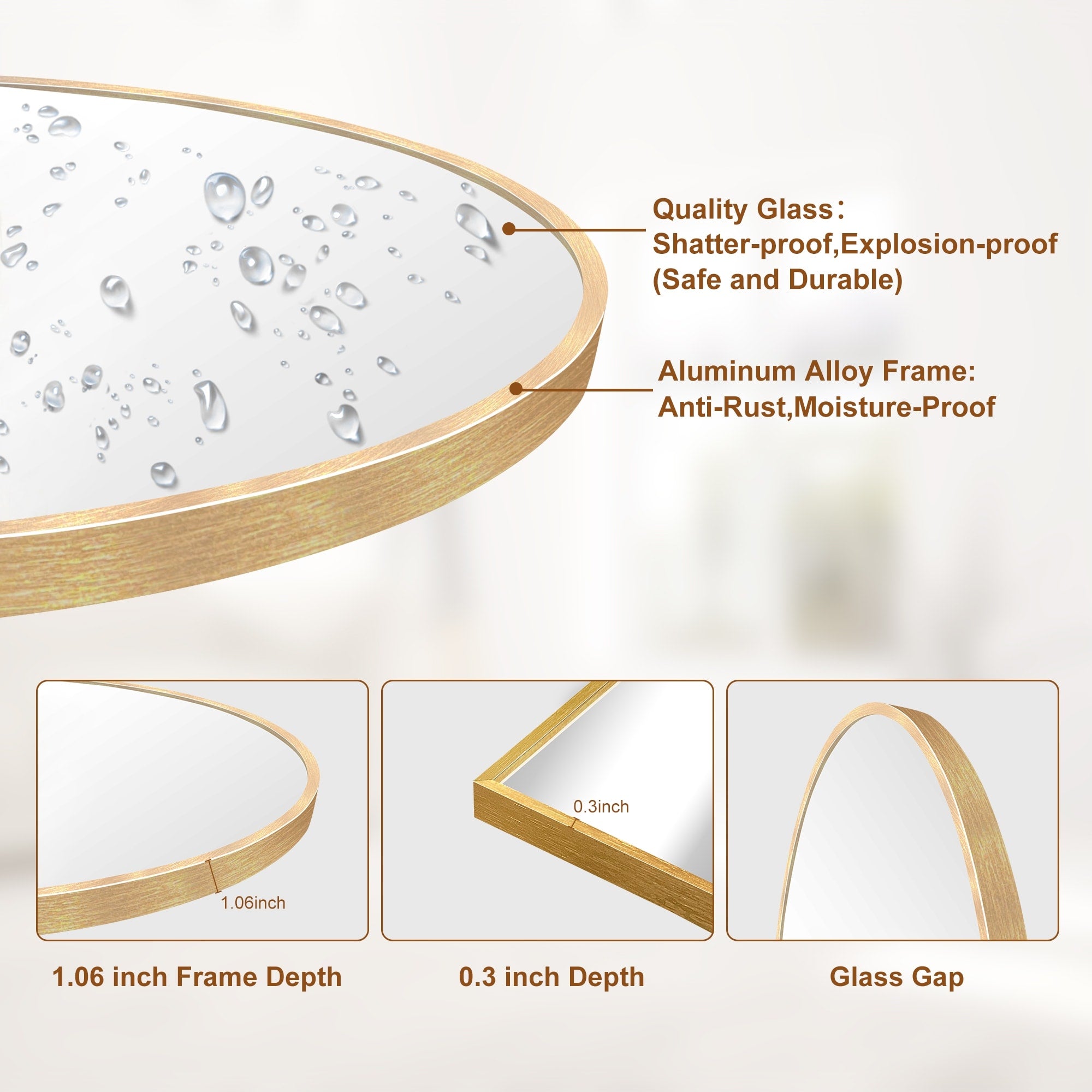 Modern Arched Full Length Aluminum Alloy Floor Mirror Standing Mirror