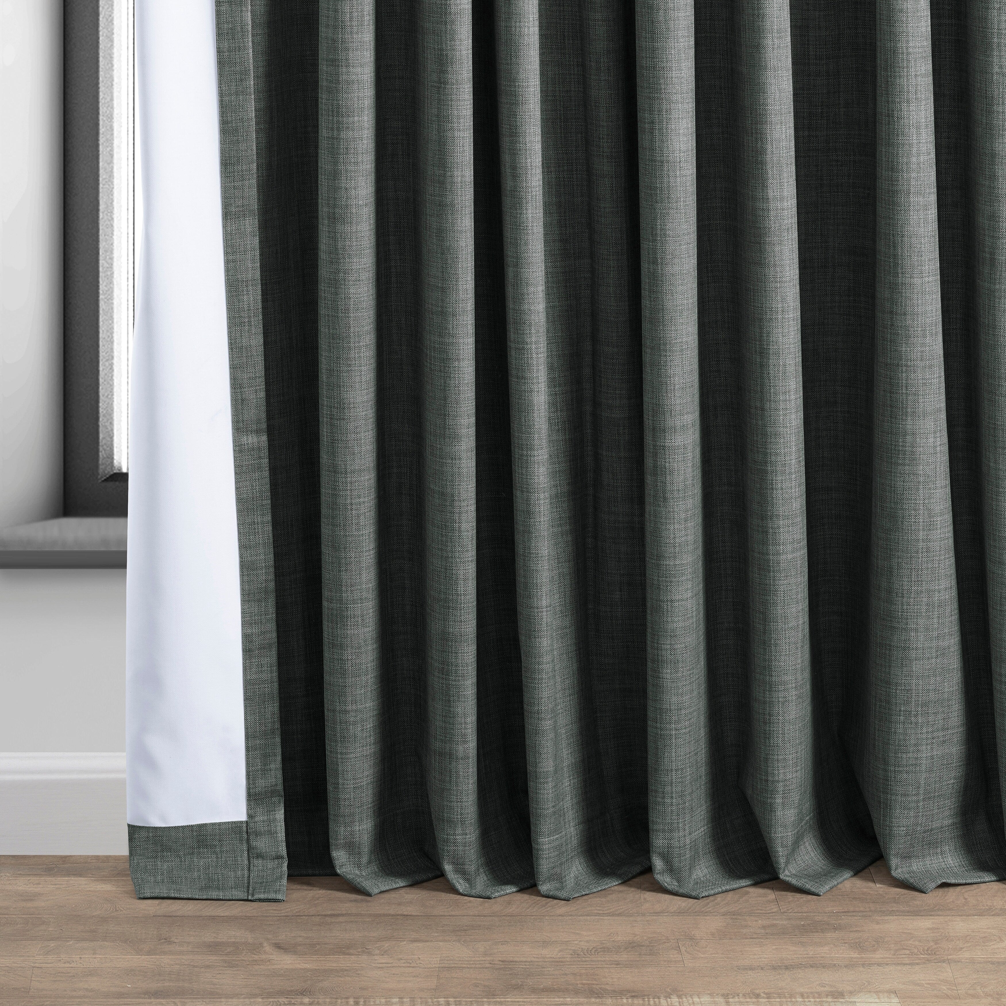 Exclusive Fabrics Extra Wide Performance Linen Blackout Curtains (1 Panel) Thermal Insulated Window Curtains