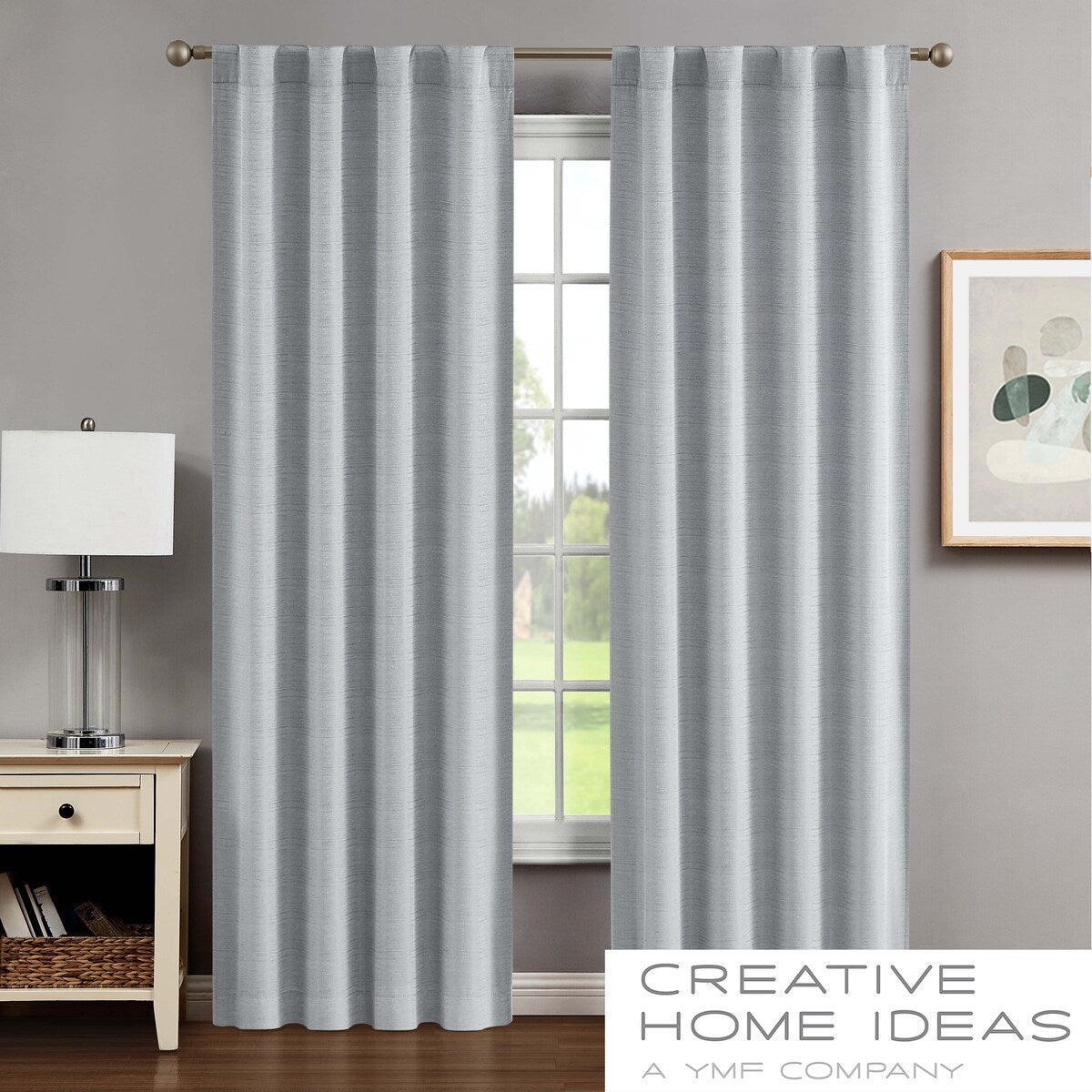 Creative Home Ideas Tobie Blackout Window Curtain, Room Darkening, Thermal Insulated, Back Tab. Set of 2 Panels with 2 Tiebacks