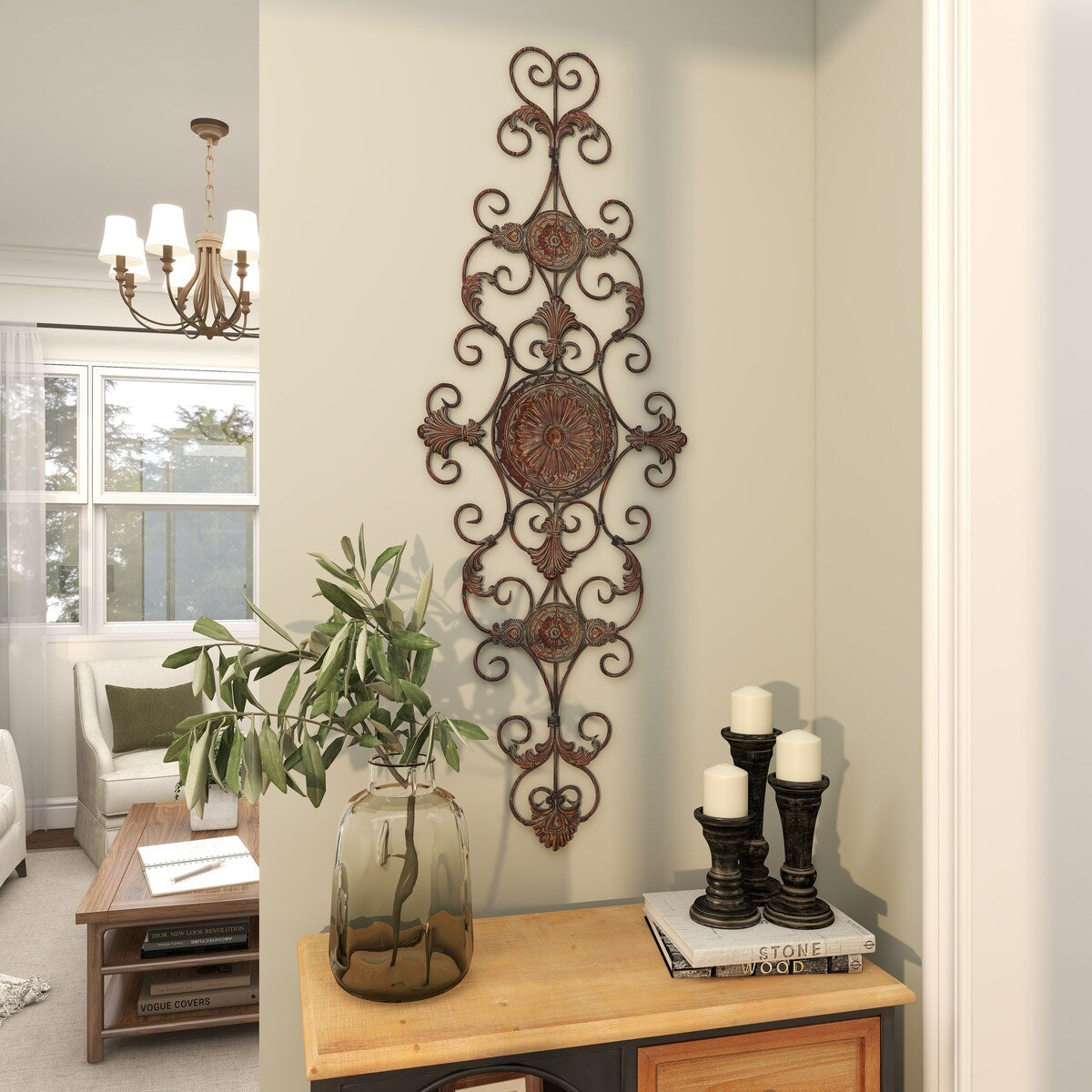 Metal Scroll Home Wall Decor - Brown - Roche River Decor