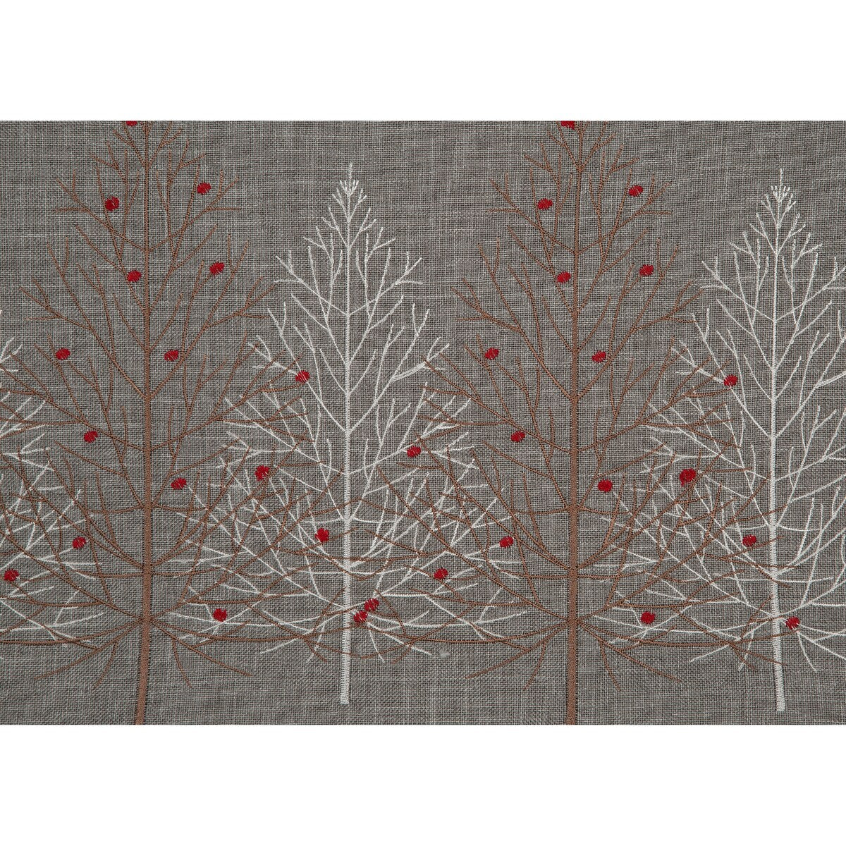 Festive Trees Embroidered Christmas Pillow, 12 by 20-Inch, White