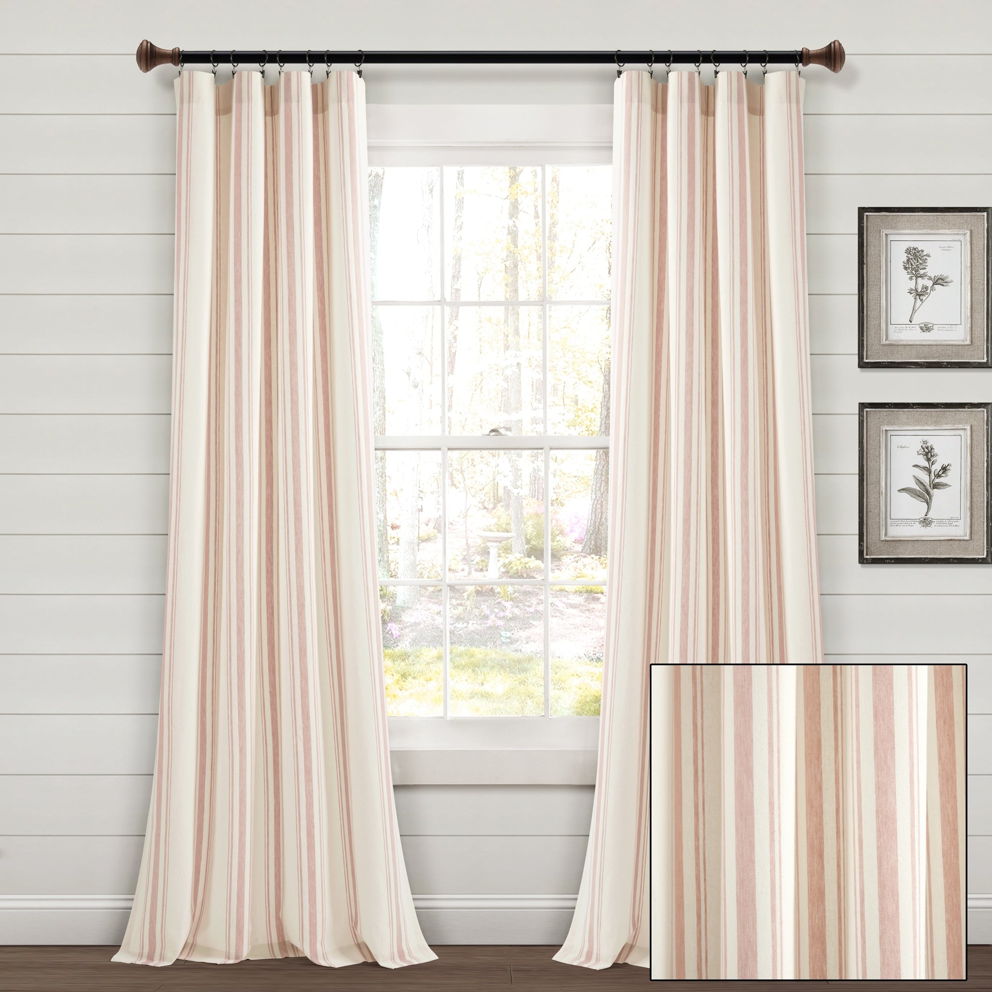 Lush Decor Farmhouse Stripe Yarn Dyed Cotton Window Curtain Panel Pair