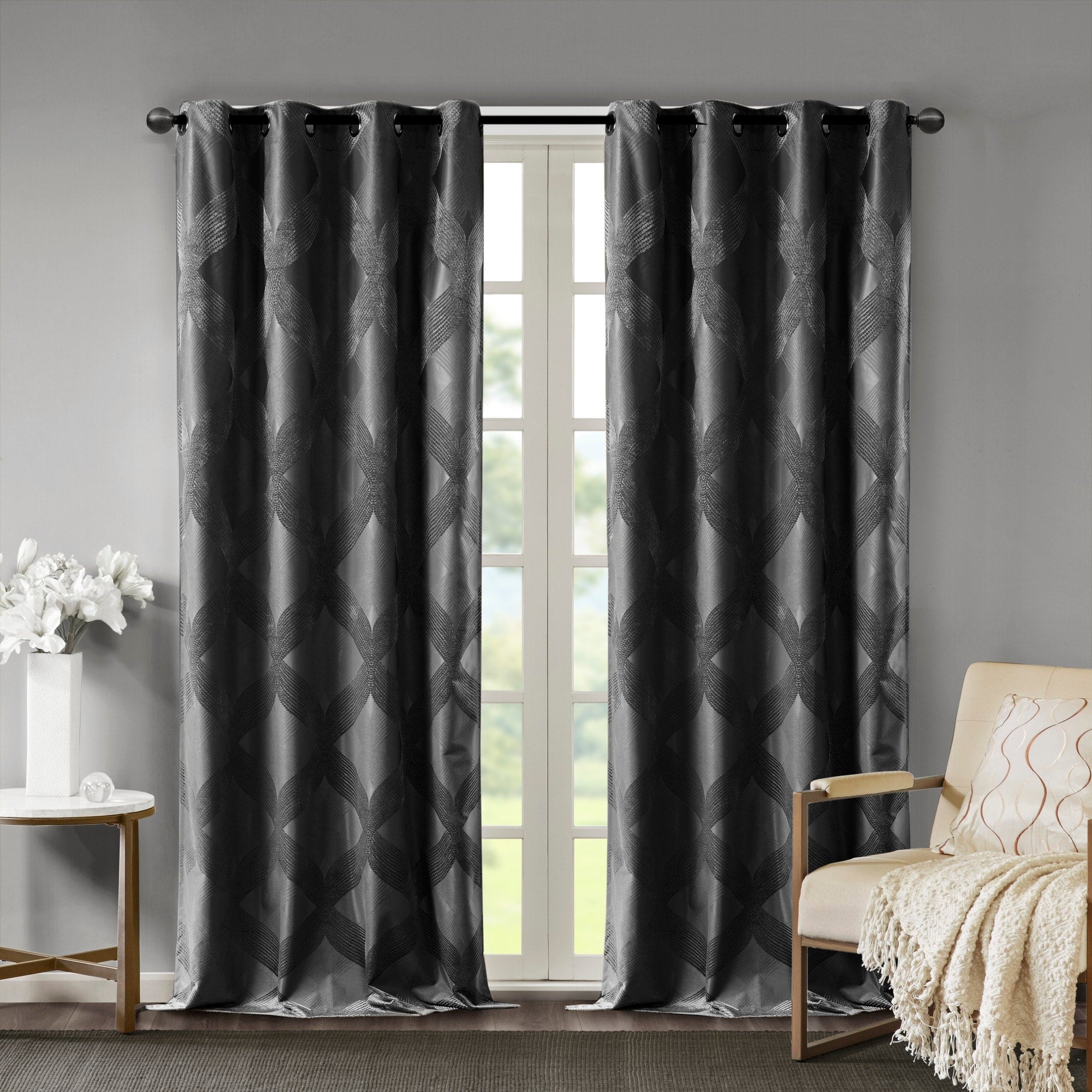 SunSmart Abel Ogee Knitted Jacquard Total Blackout Curtain Panel