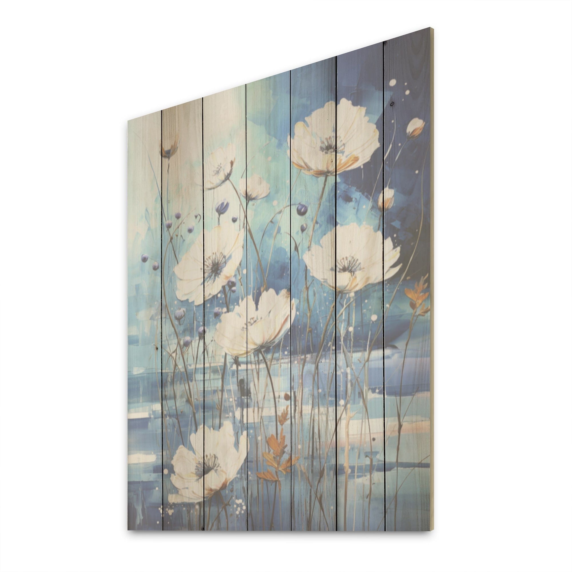 Designart Blue Cornflower Melody I Cornflowers Wood Wall Decor - Traditional Blue Wood Panel On Natural Pine Wood