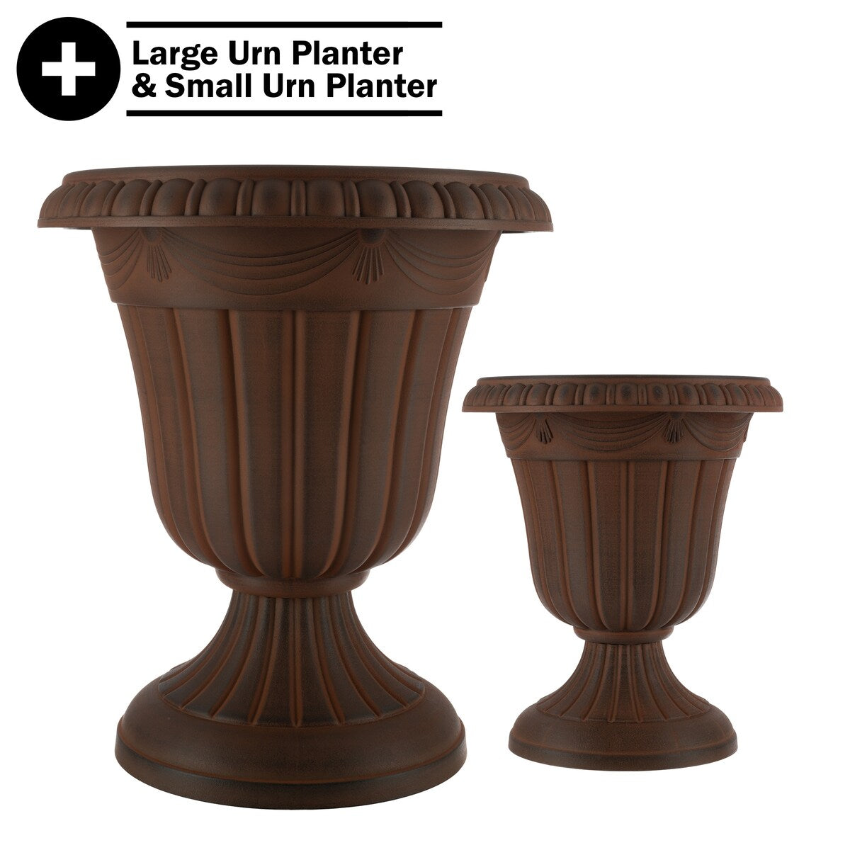 Pure Garden Large and Small Outdoor Urn Planter 2-Pack - Pack of 2