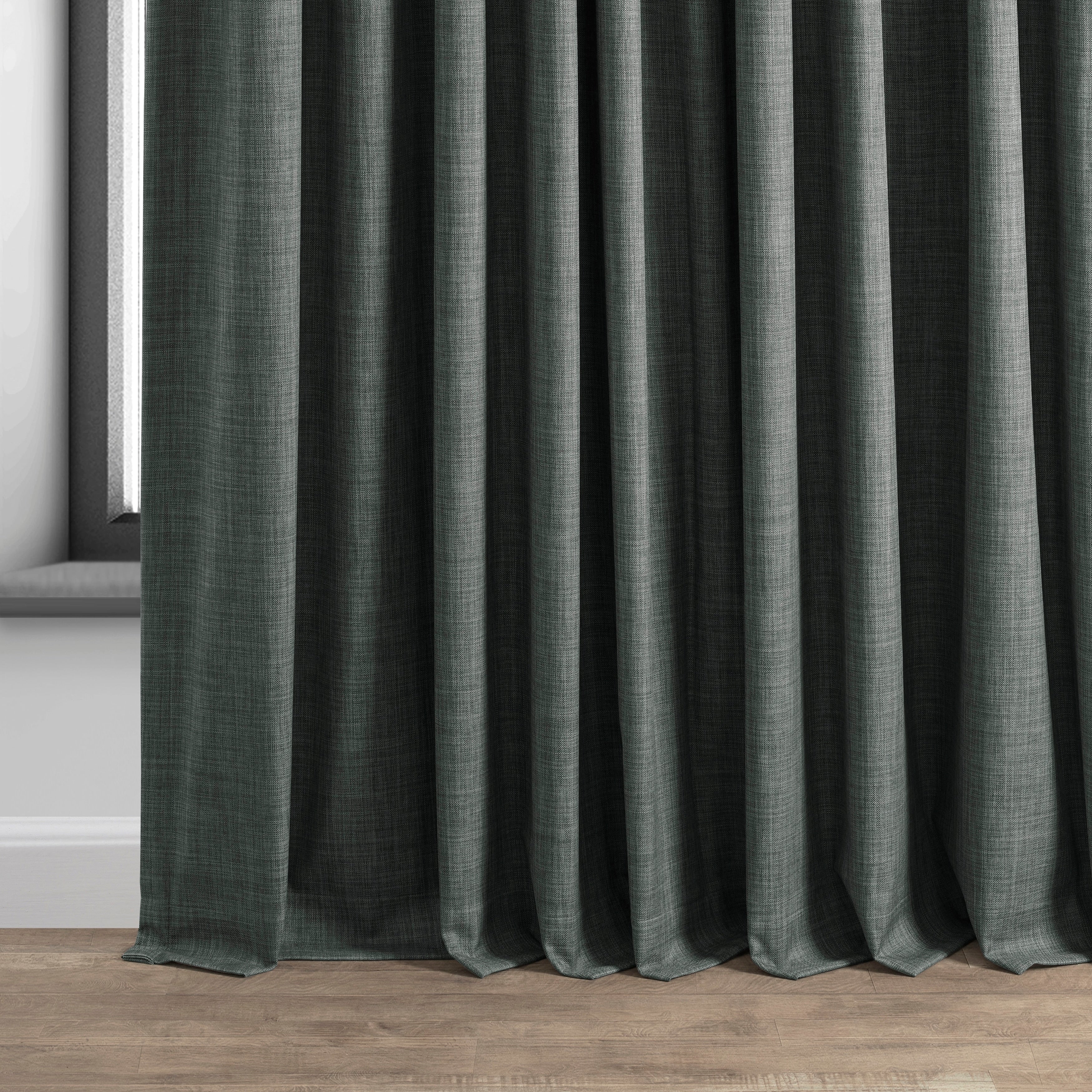 Exclusive Fabrics Extra Wide Performance Linen Blackout Curtains (1 Panel) Thermal Insulated Window Curtains