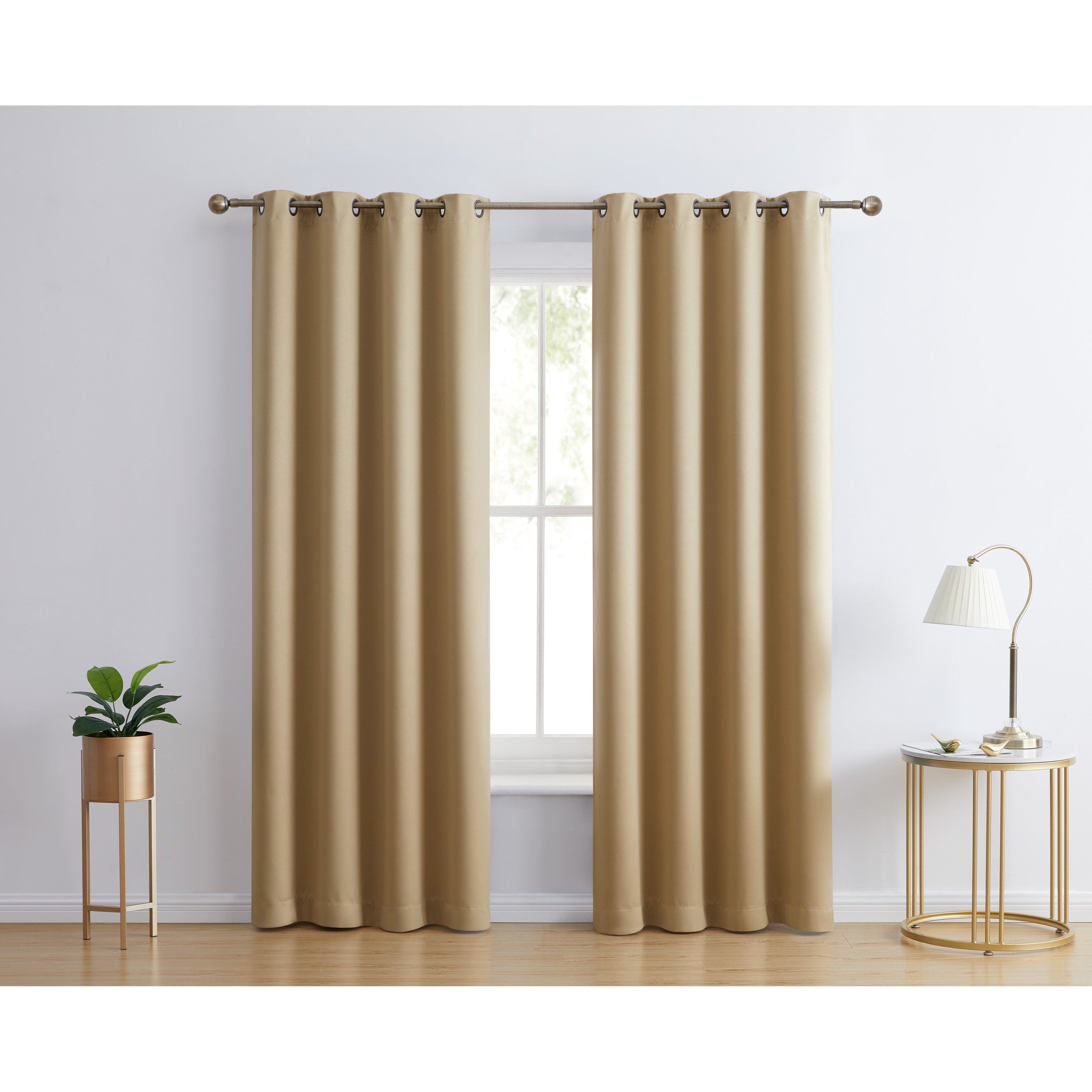 HLC.me Laurance 100% Blackout Curtains - Thermal Insulation Energy Efficient Grommet Window Curtains, Set of 2