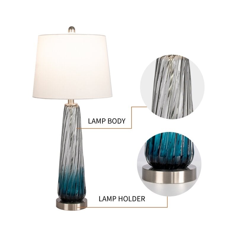 28.75 Gradient Blue Bedside Table Lamp Set (Set of 2)