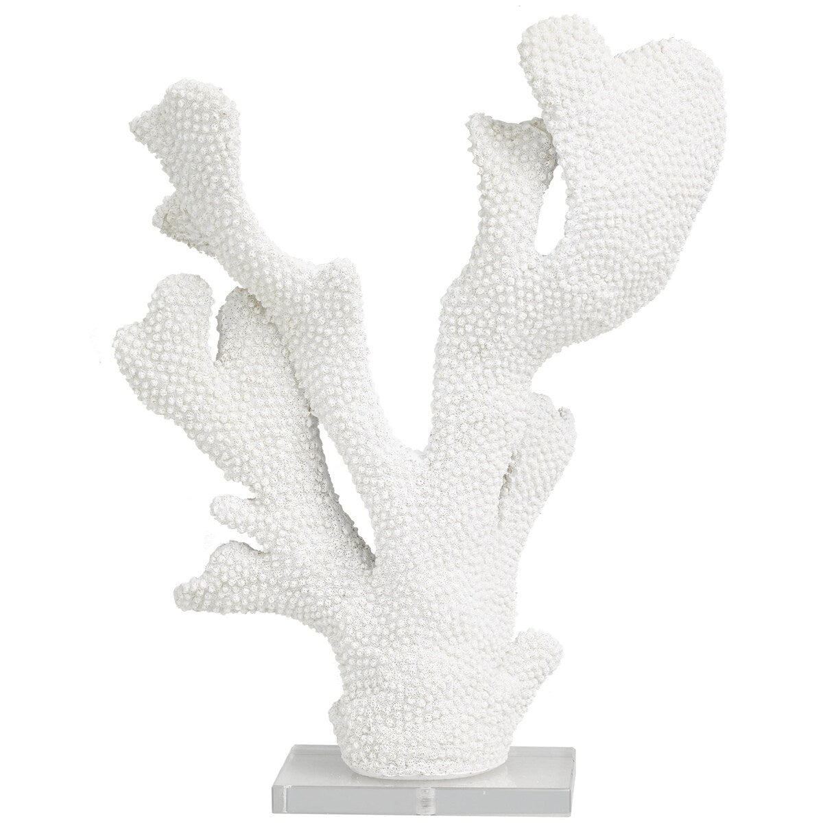 Polystone Coral Tall Textured Decorative Sculpture with Clear Acrylic Base - White - Roche River Decor