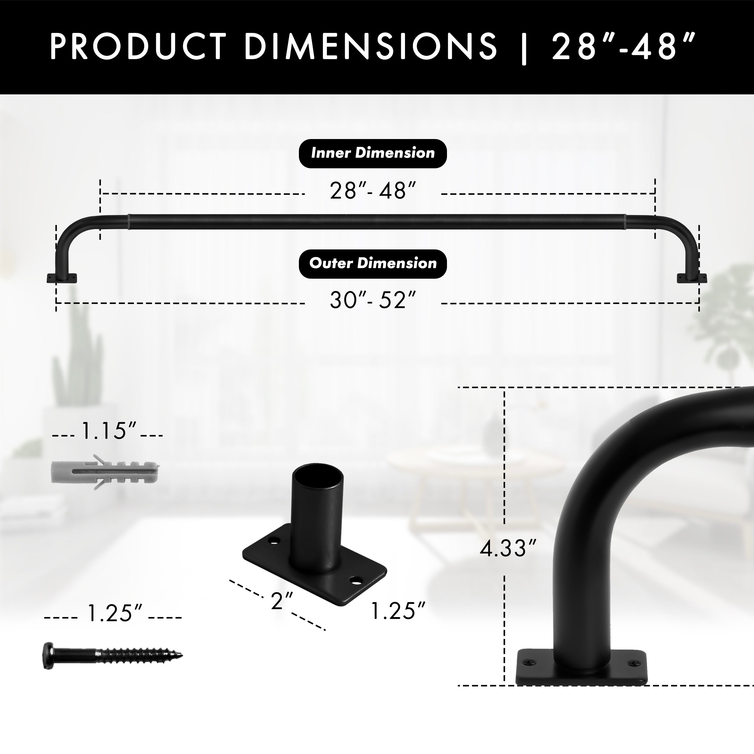 Meriville 1-Inch Diameter Wrap Around Blackout Curtain Rod