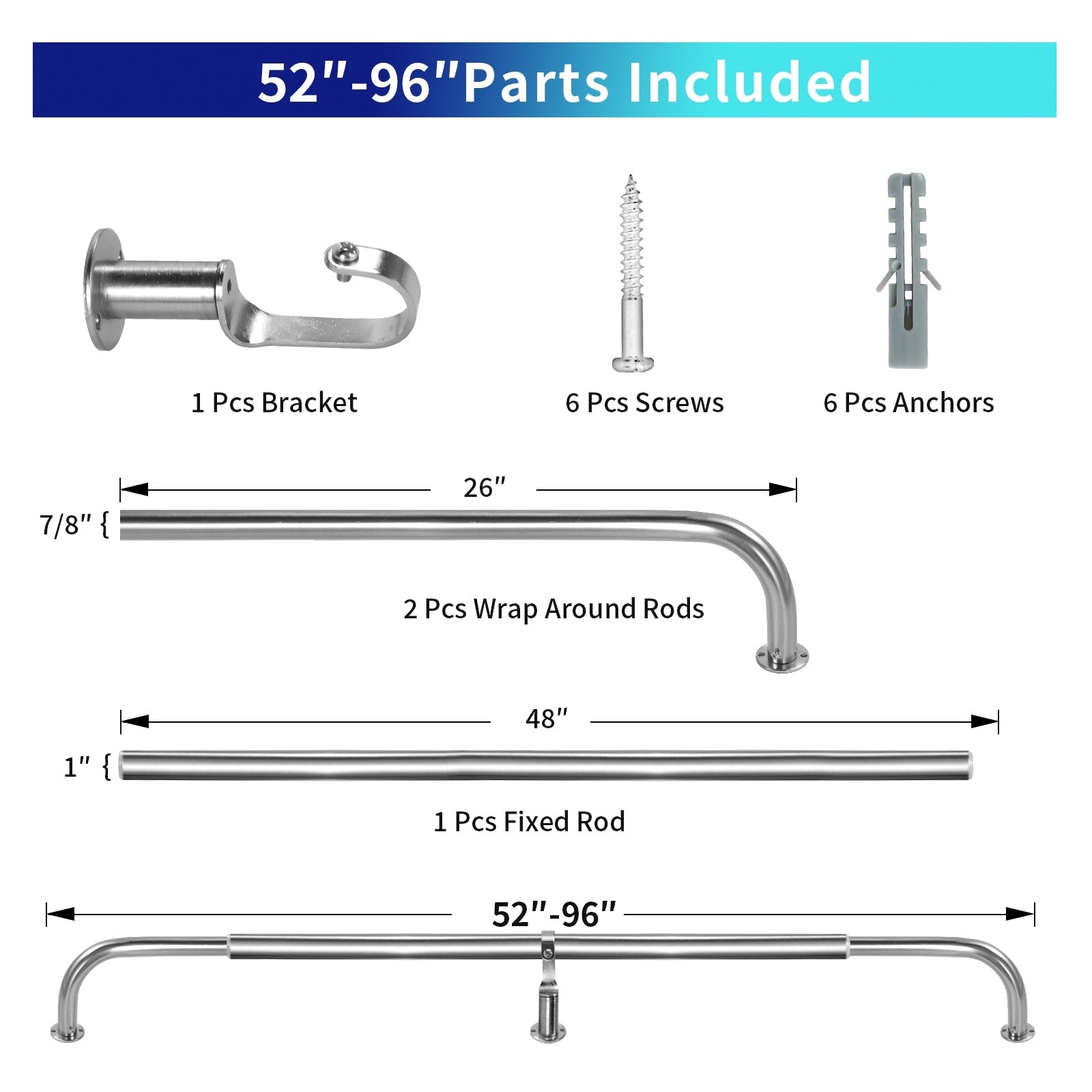 Energy-saving Wraparound Adjustable French Blackout Curtain Rod Set