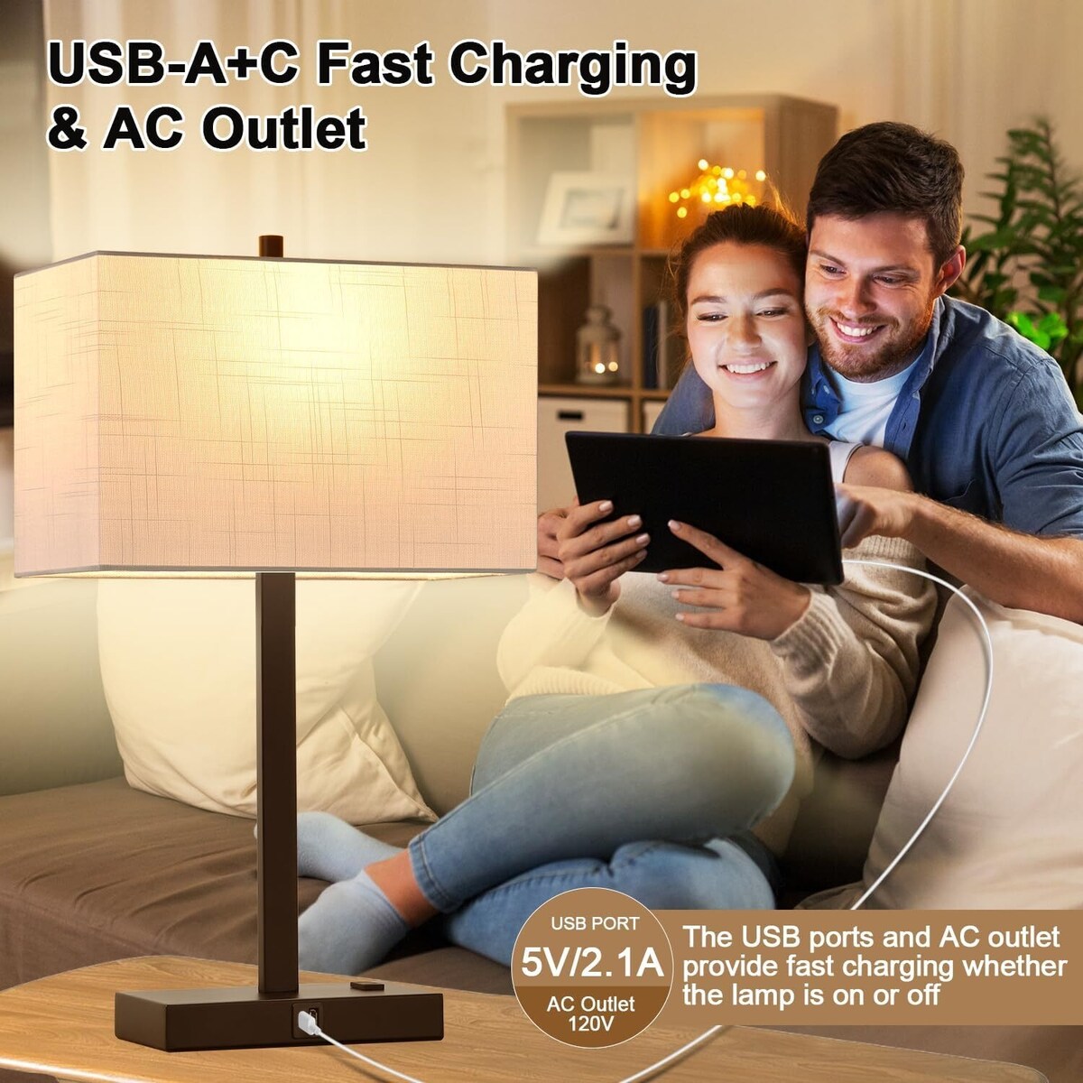 Upgraded, Set of 2 Bedside Touch Control Table Lamp