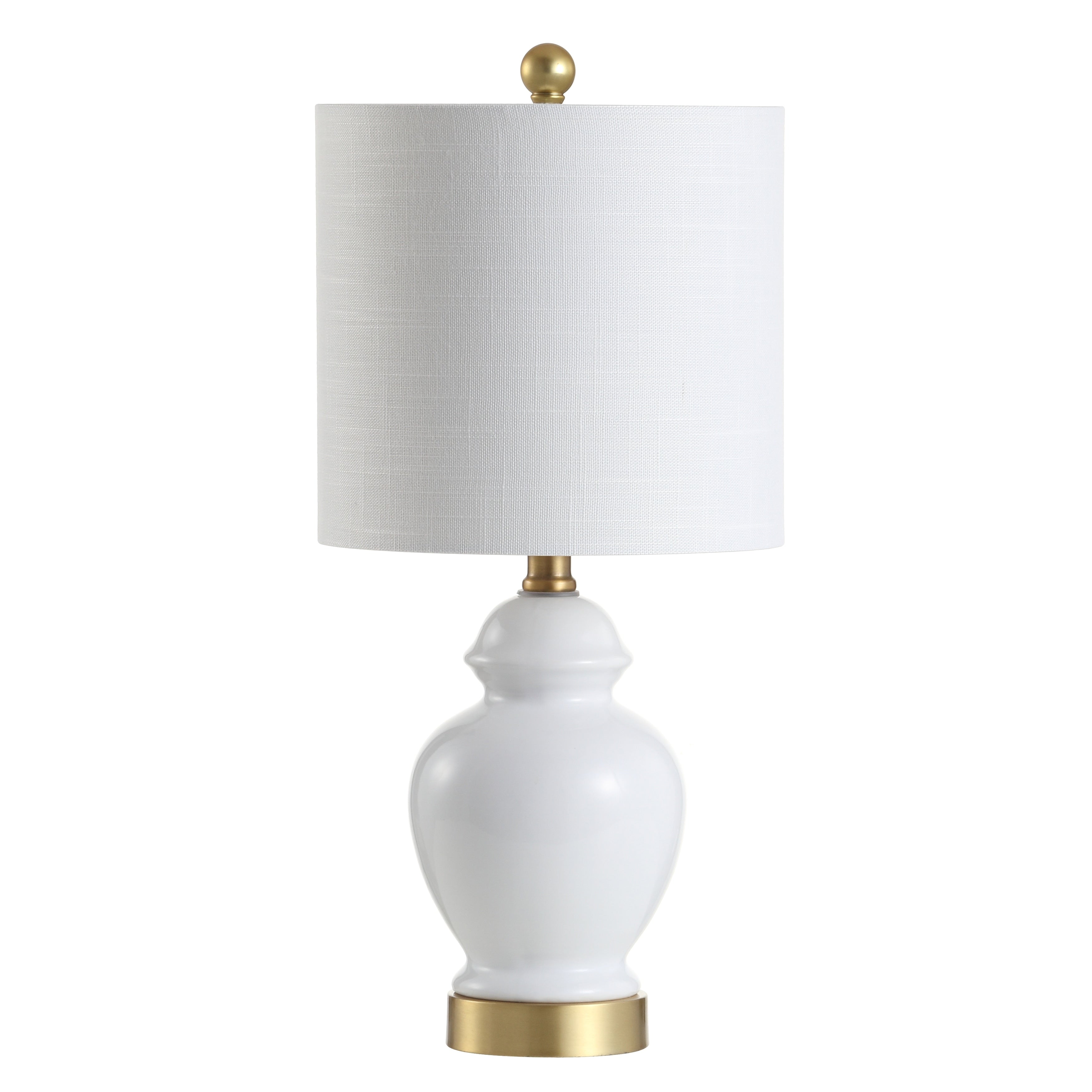 Perry 20 Ceramic/Metal LED Table Lamp, White/Brass Gold by JONATHAN Y