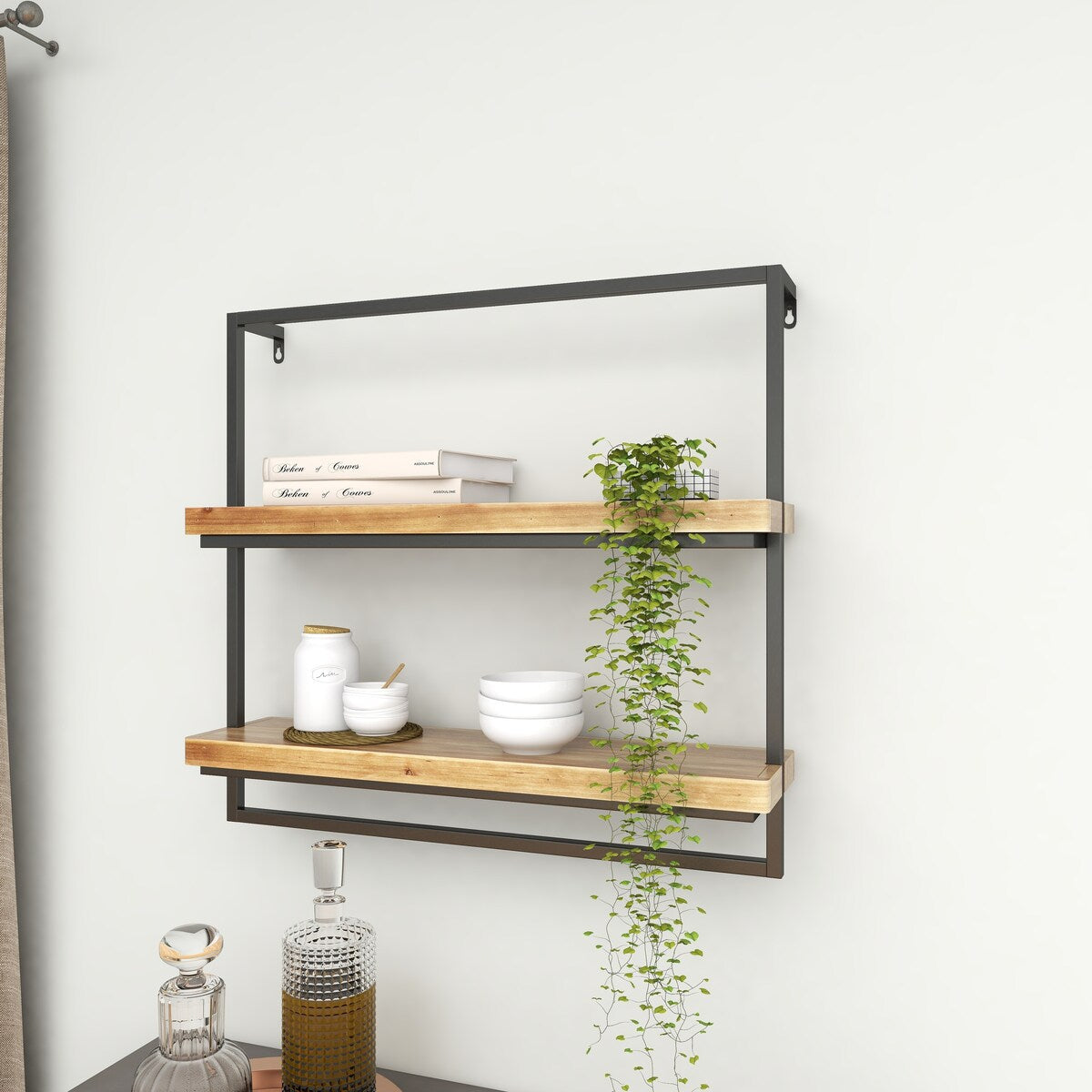 Metal 2 Shelves Wall Shelf - Brown - Roche River Decor