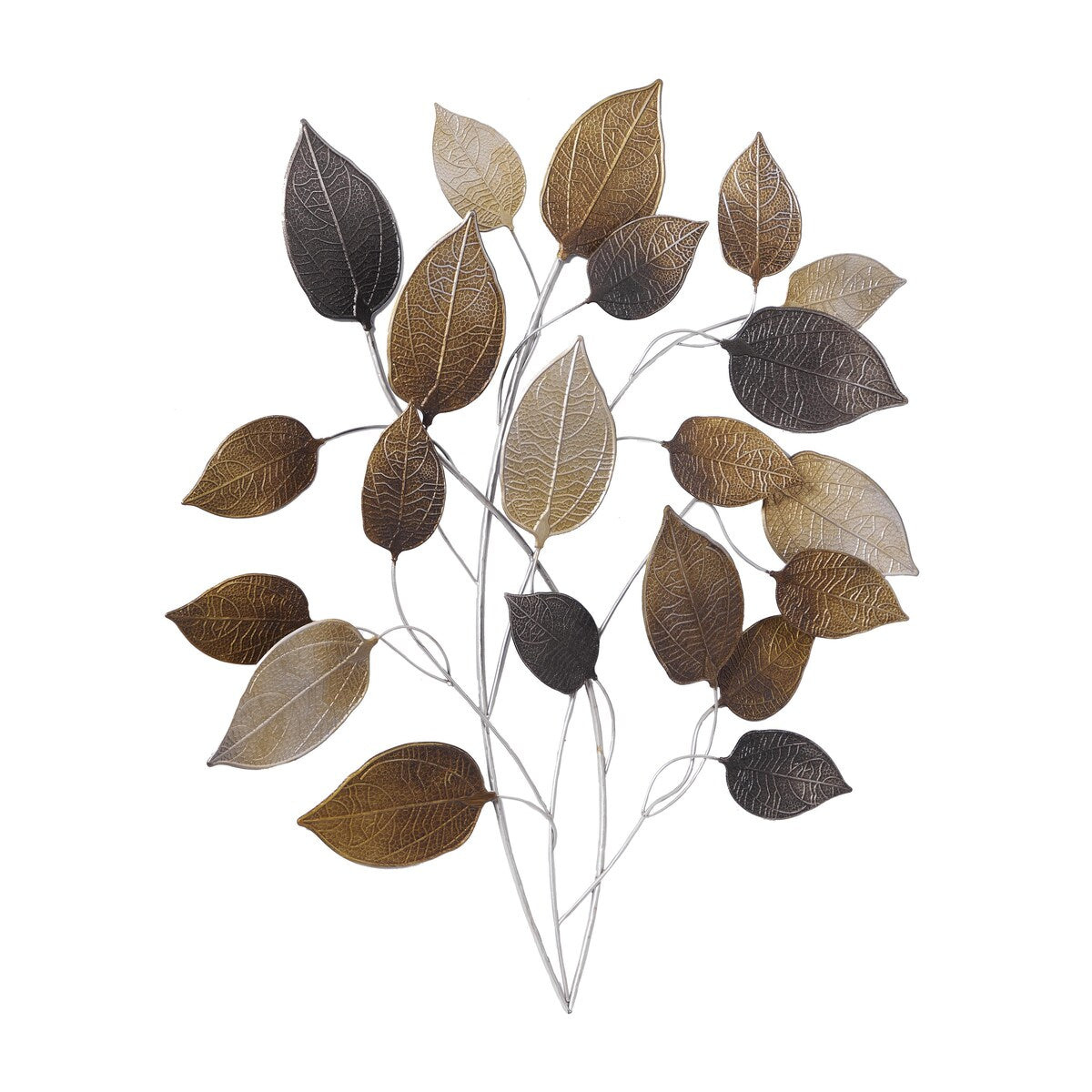 Metal Leaf Textured Home Wall Decor with Multiple Shades - Bronze - Roche River Decor