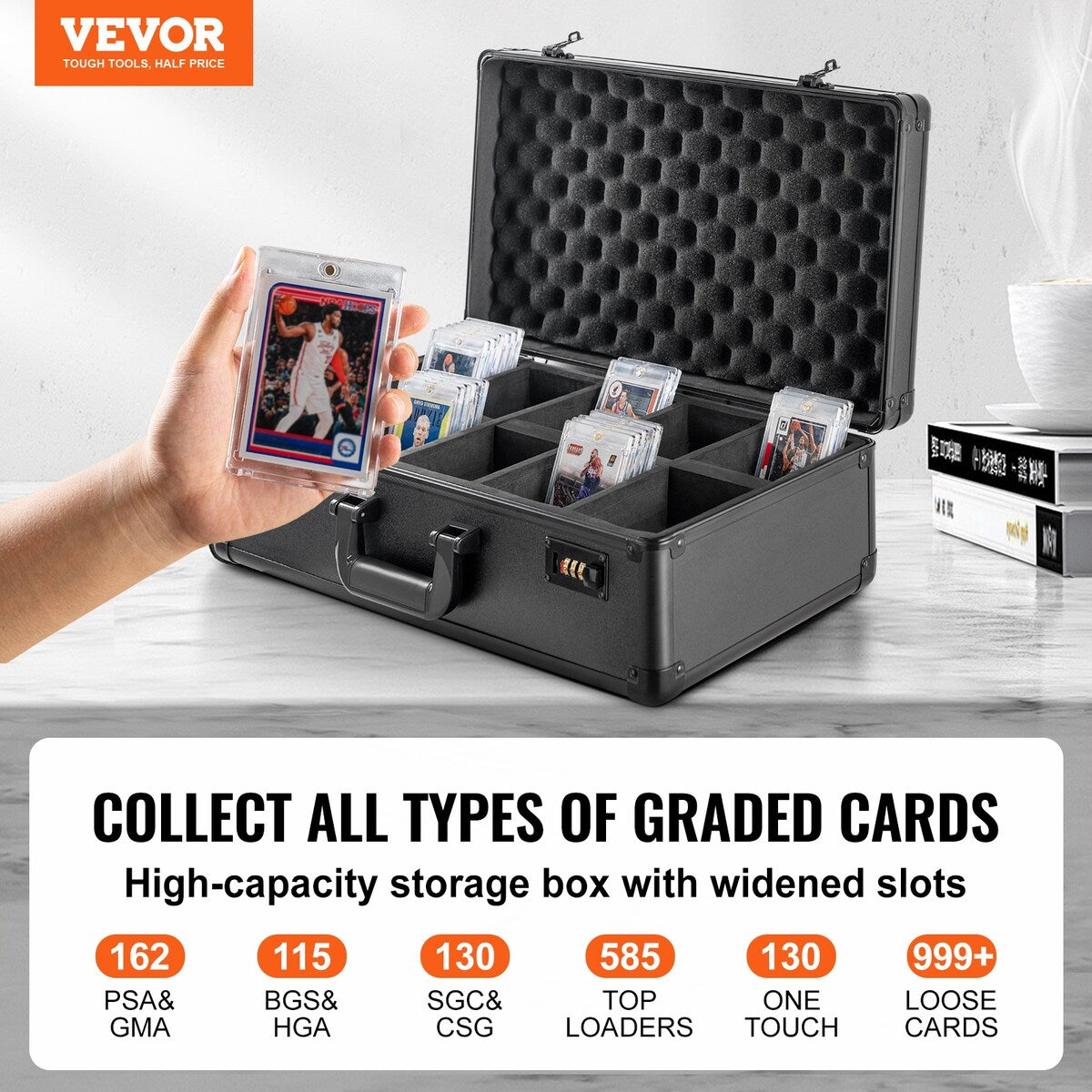 VEVOR Graded Card Storage Box, for PSA Graded Cards BGS Cards SGC Cards Top Loaders or Loose Cards