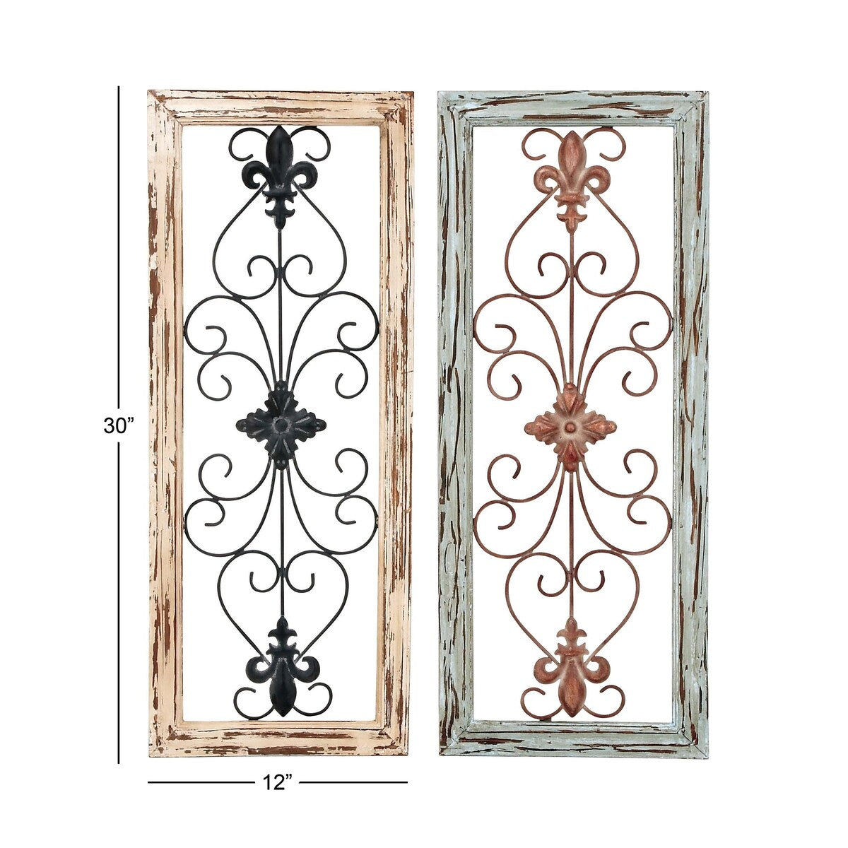 Wood Scroll Arabesque Home Wall Decor - Set of 2 Multi Colored - Roche River Decor