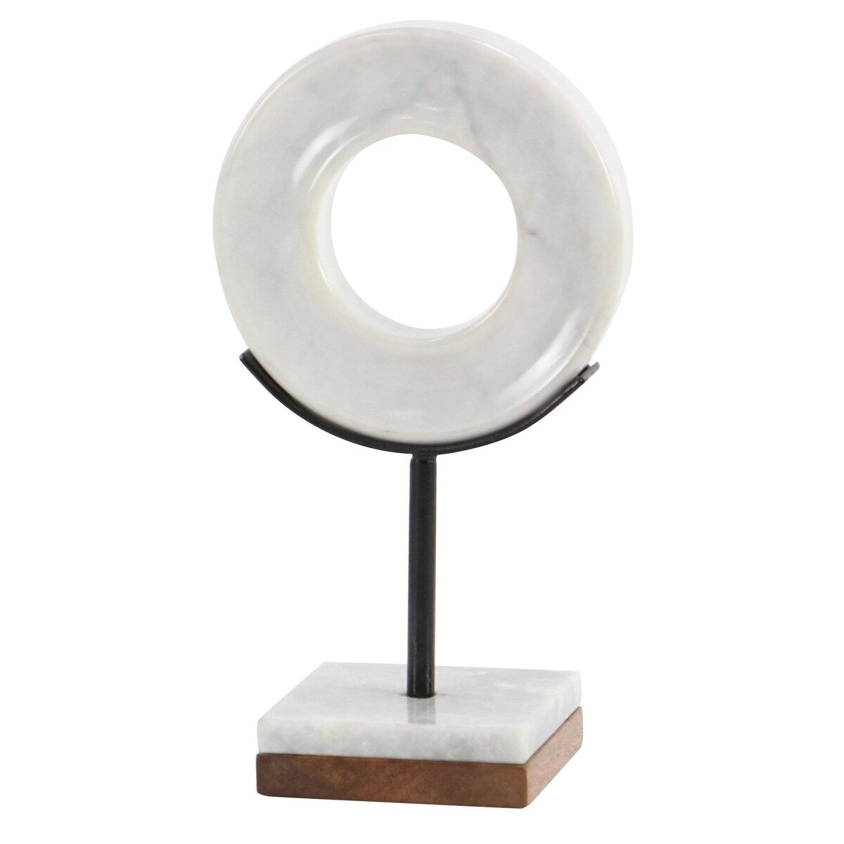 Marble Geometric Circle Decorative Sculpture with Marble Base - White - CosmoLiving by Cosmopolitan