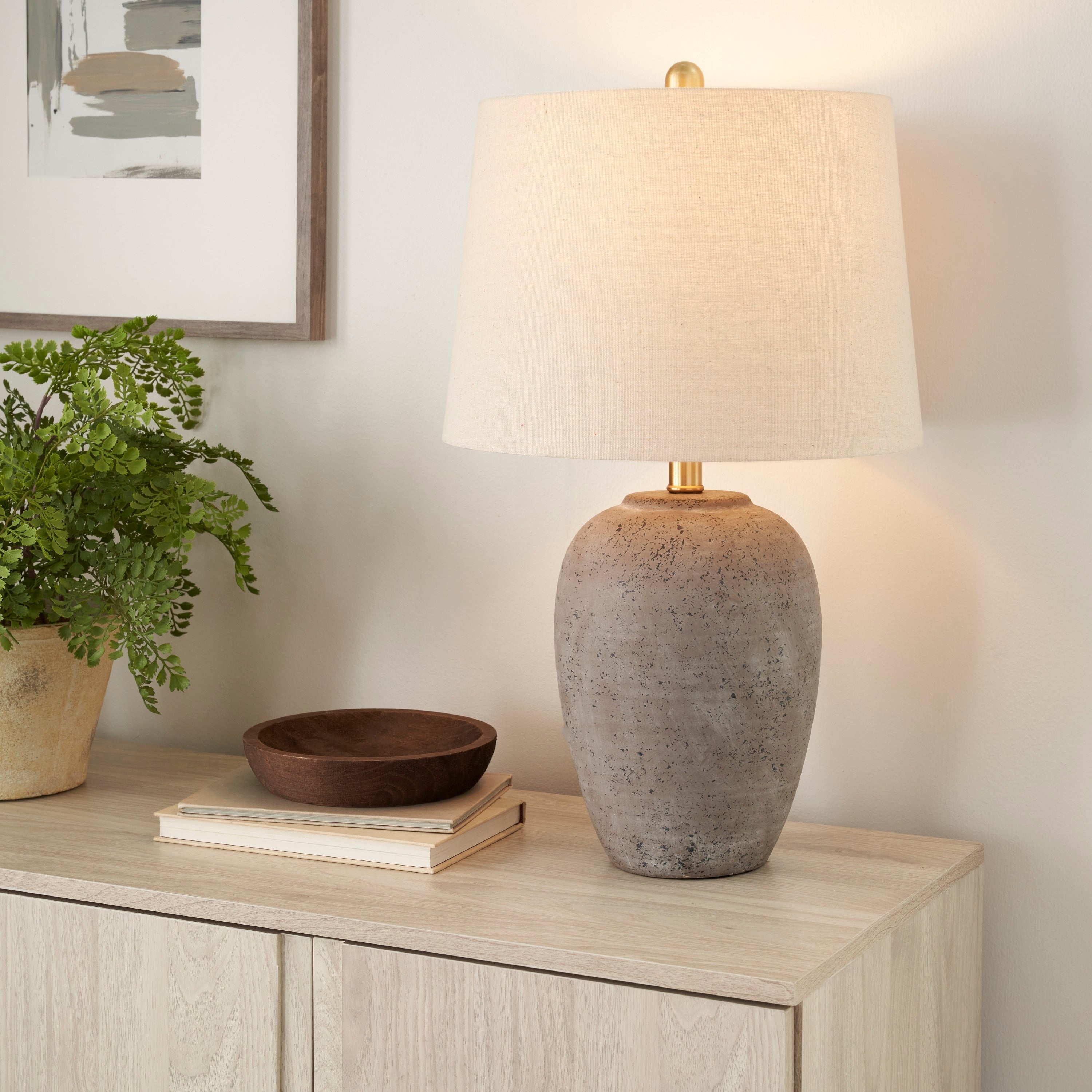 Nourison 23 Unglazed Ceramic Jar Table Lamp