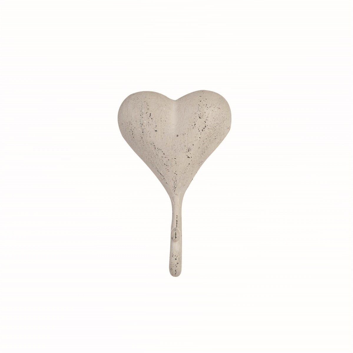 Foreside Home & Garden Rustic White Heart Cast Iron Decorative Wall Hook - 1.75x3.5x5.75