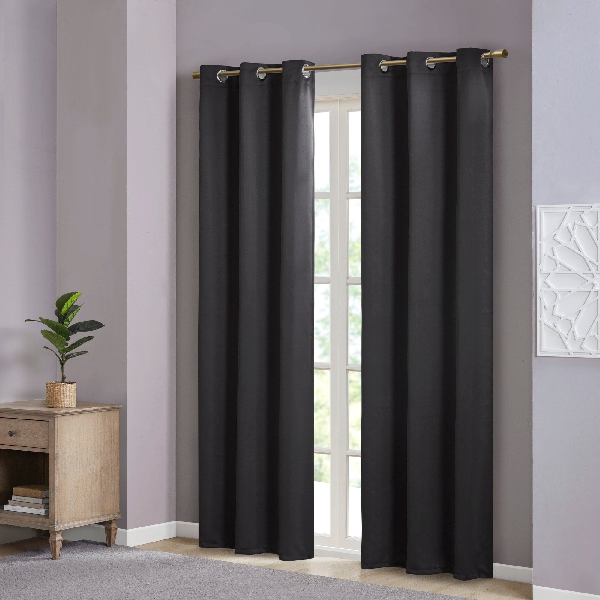 SunSmart Brent Solid Blackout Triple Weave Grommet Top Curtain Panel Pair