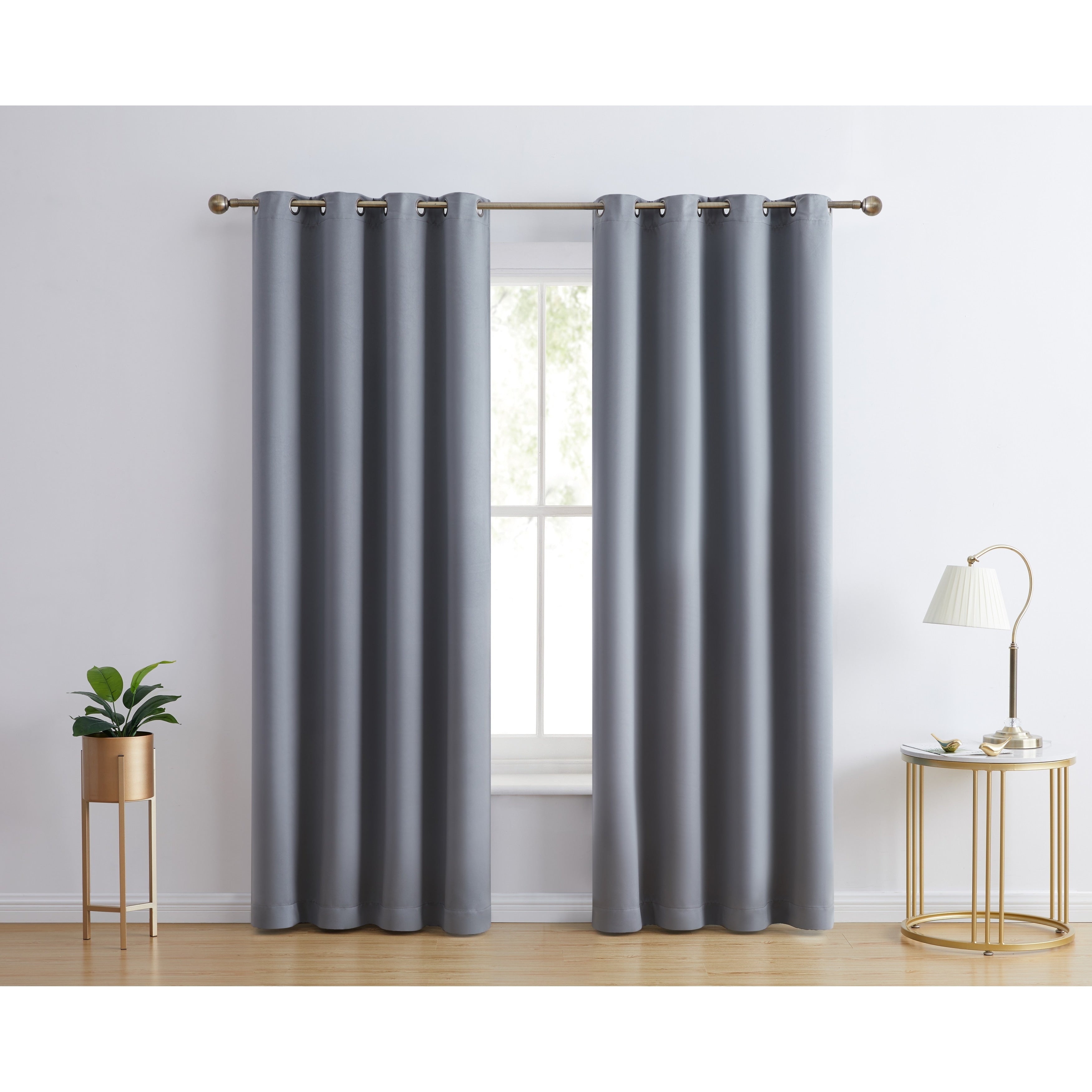 HLC.me Laurance 100% Blackout Curtains - Thermal Insulation Energy Efficient Grommet Window Curtains, Set of 2