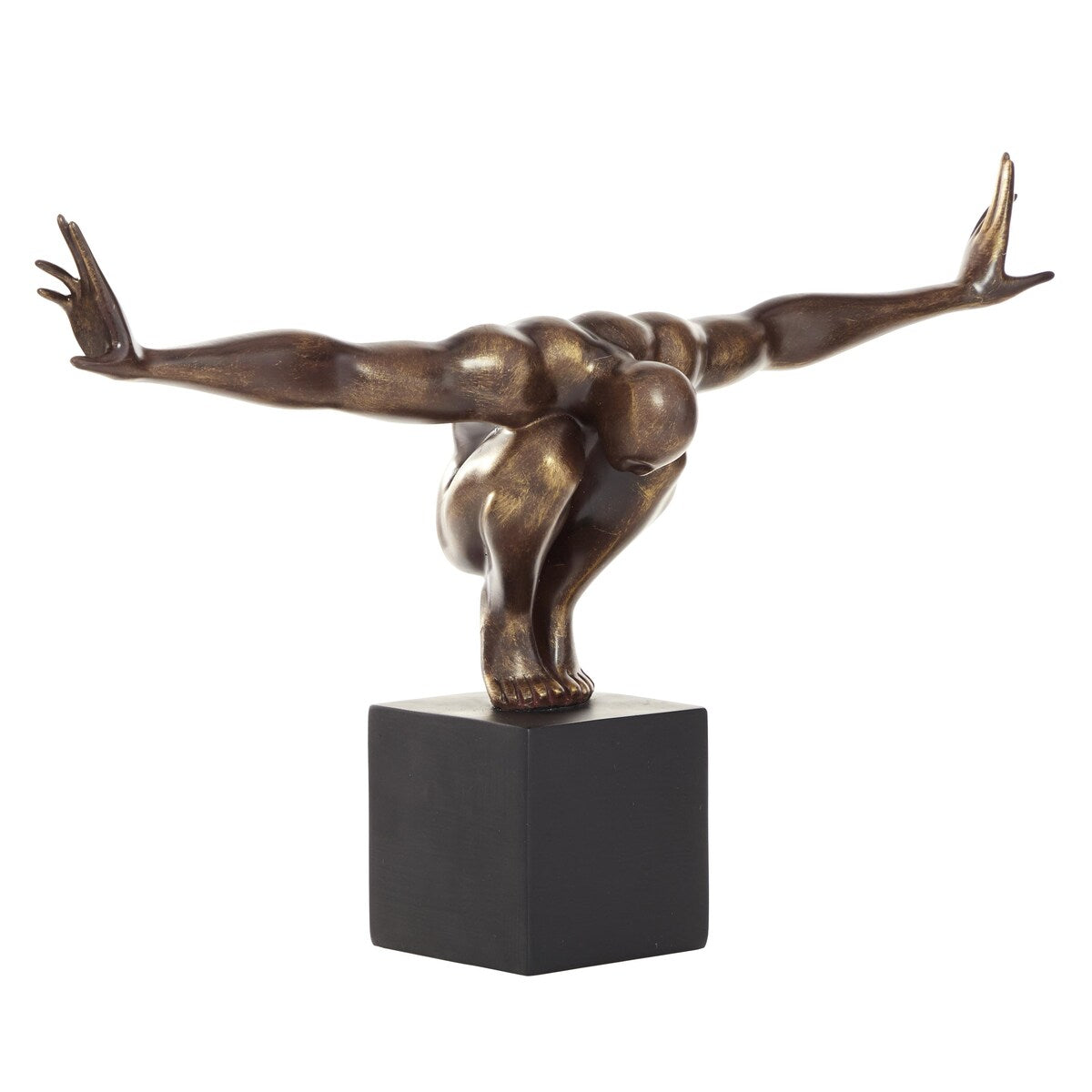 Polystone Diver Decorative Sculpture with Black Base - Bronze - Roche River Decor